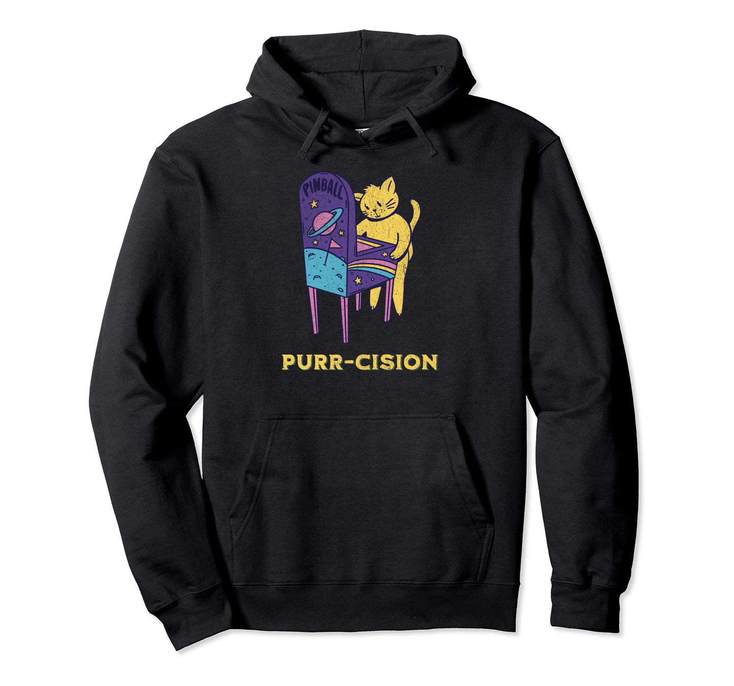 Funny Cat Playing Pinball Gamer Rainbow Hoodie - Trendy Graphic for Adults - T-Shirt, Sweatshirt, Hoodie