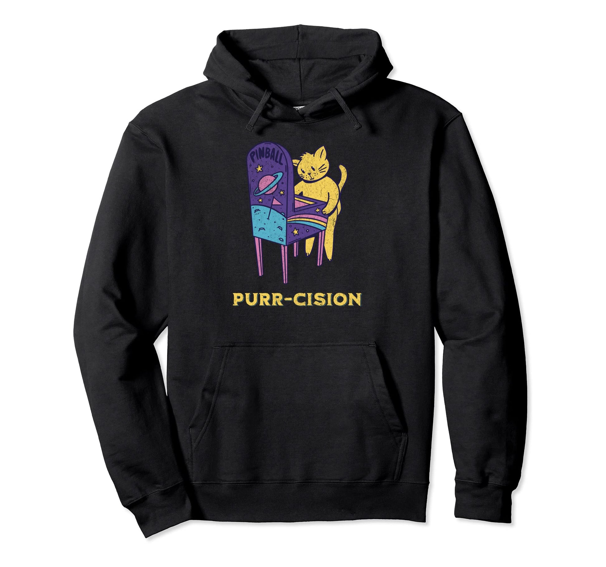 Funny Cat Playing Pinball Gamer Rainbow Hoodie - Trendy Graphic for Adults - T-Shirt, Sweatshirt, Hoodie