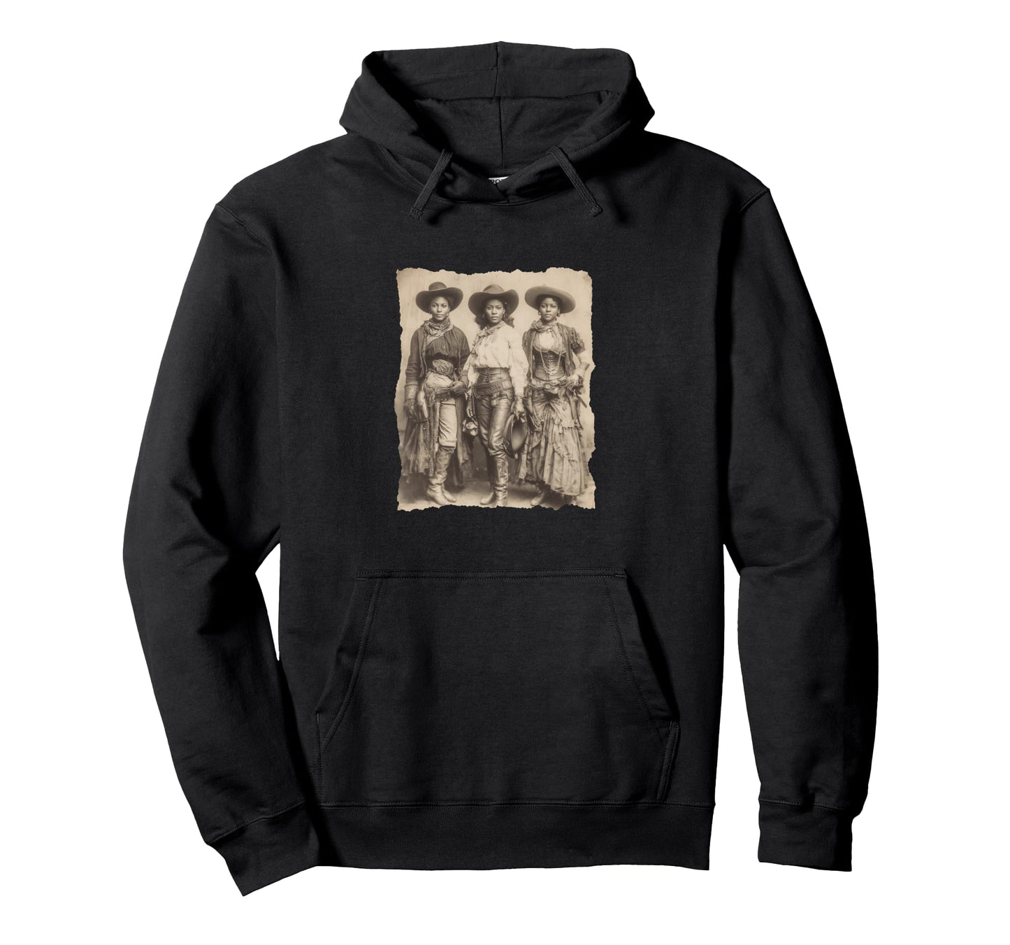 Black Cowgirls Western Hoodie - Custom Art Print Men Women - T-Shirt, Sweatshirt, Hoodie