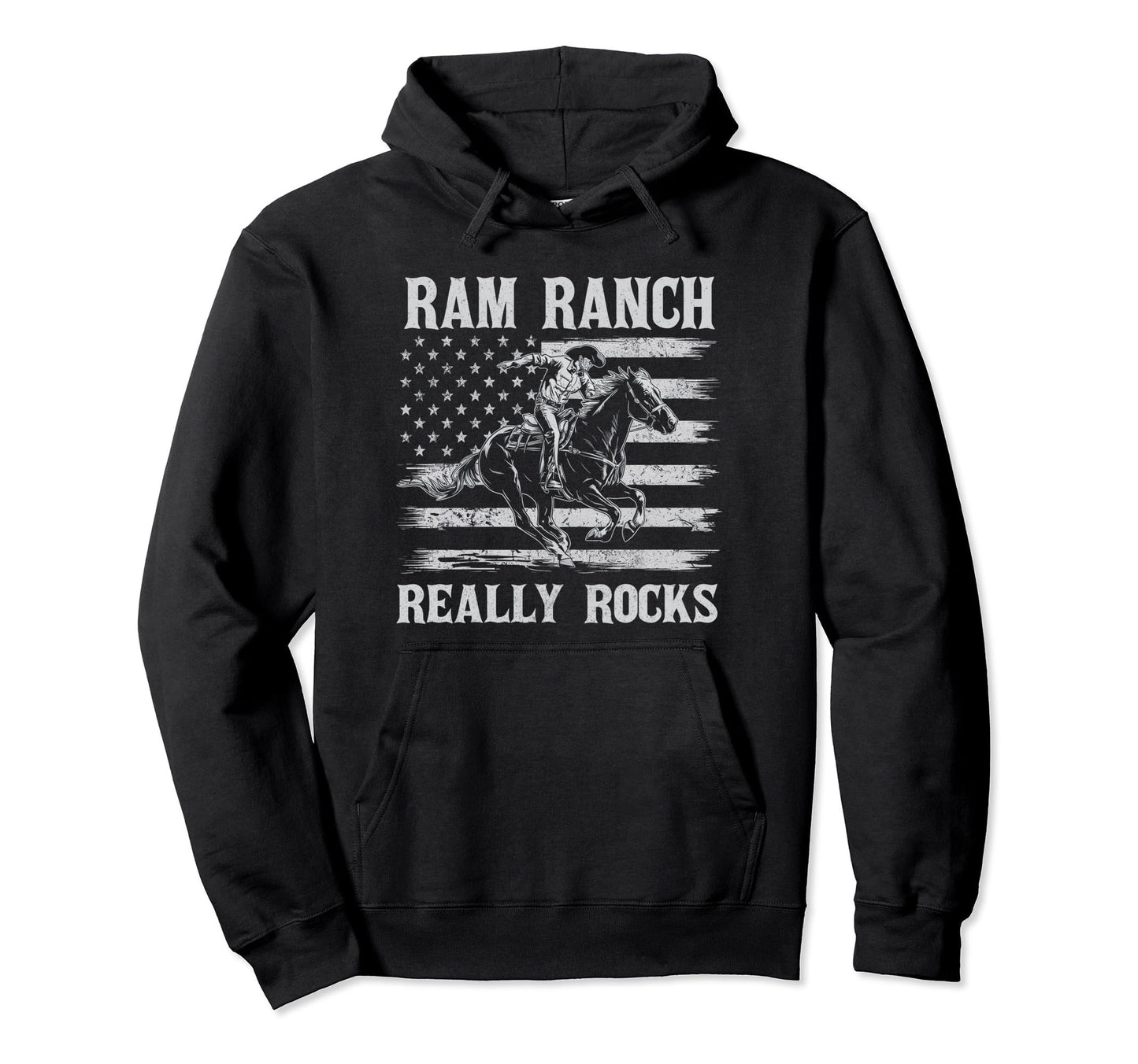 Ram Ranch Really Rocks Cowboy Horseback Hoodie - Trendy Graphic for Adults - T-Shirt, Sweatshirt, Hoodie