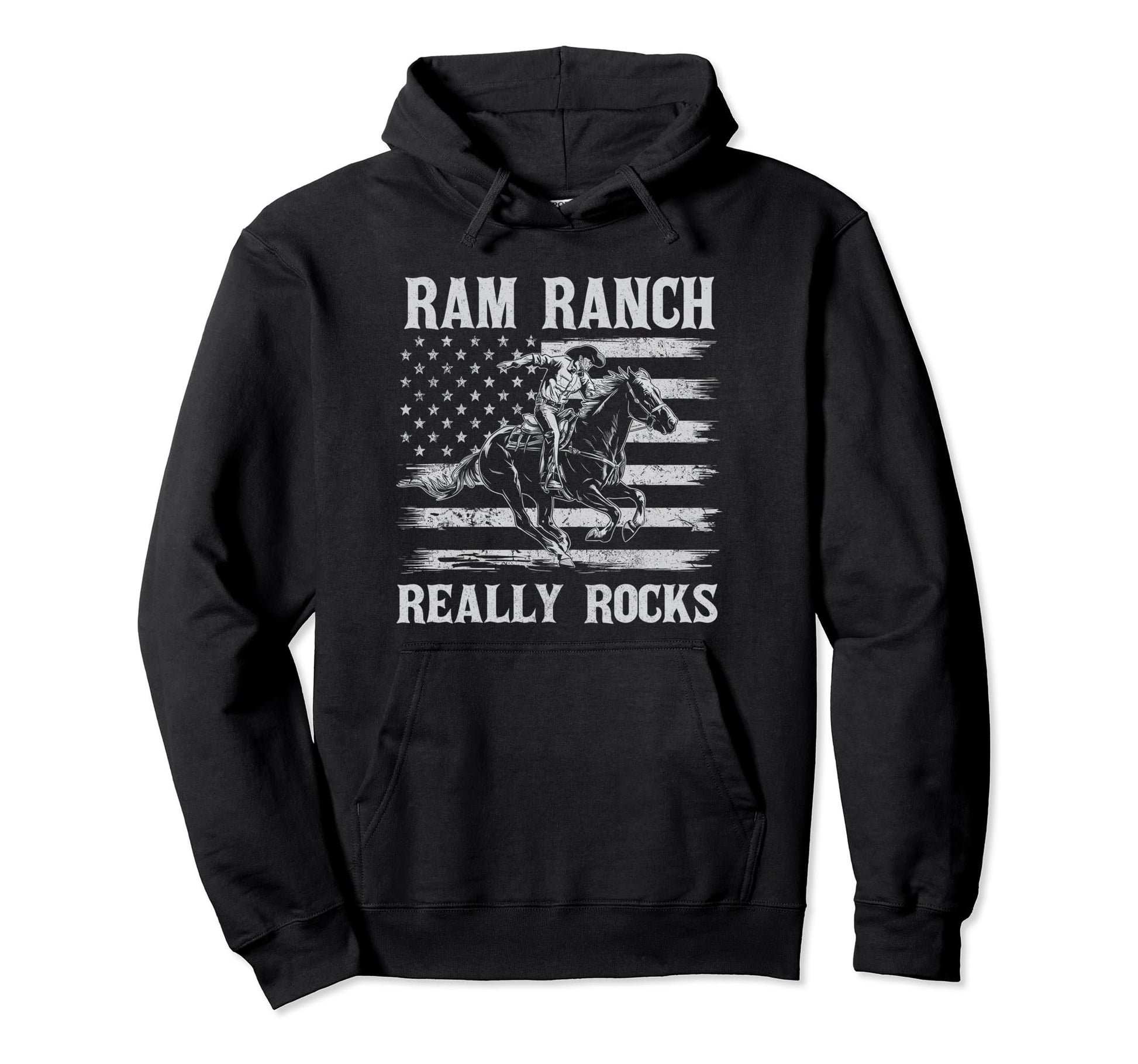 Ram Ranch Really Rocks Cowboy Horseback Hoodie - Trendy Graphic for Adults - T-Shirt, Sweatshirt, Hoodie