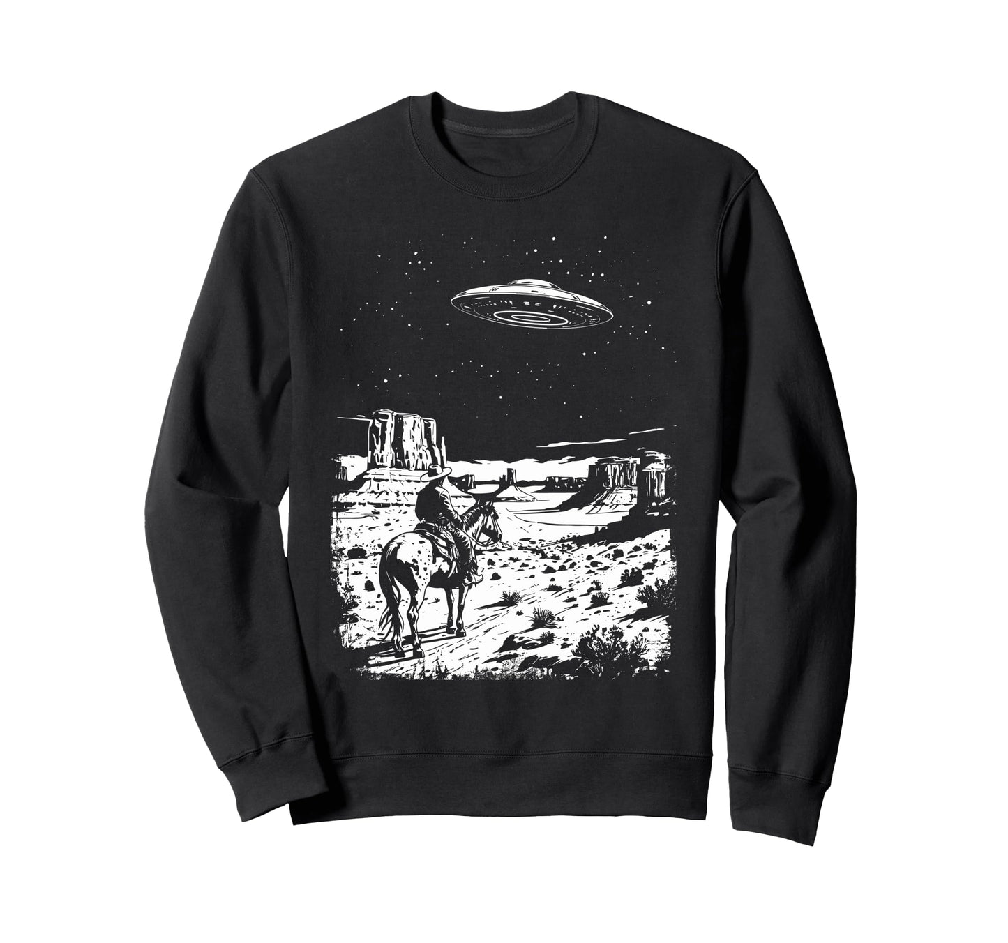 Ufo Western Cowboy Under Night Sweatshirt - Streetwear Style Men Women - T-Shirt, Sweatshirt, Hoodie