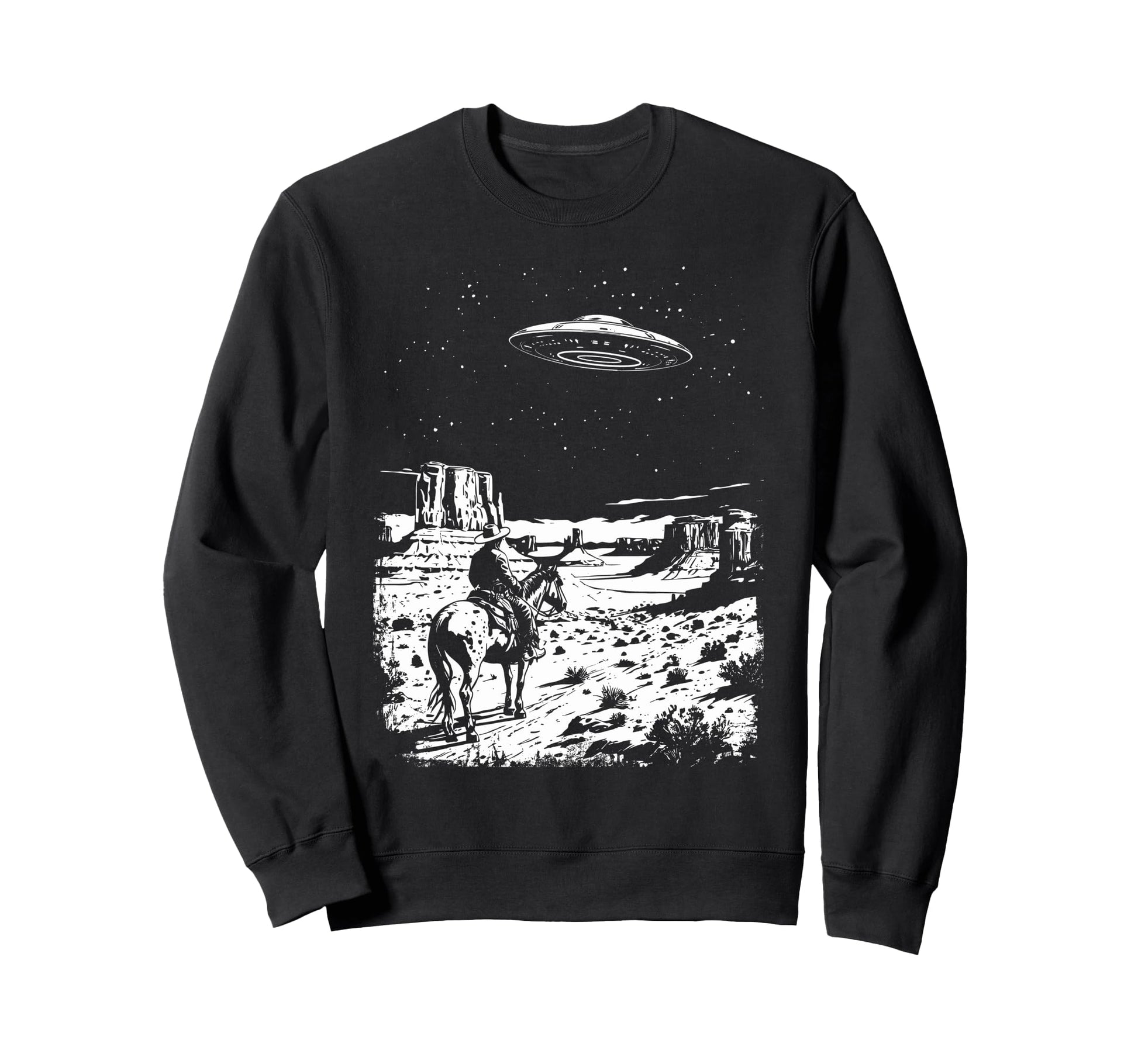 Ufo Western Cowboy Under Night Sweatshirt - Streetwear Style Men Women - T-Shirt, Sweatshirt, Hoodie
