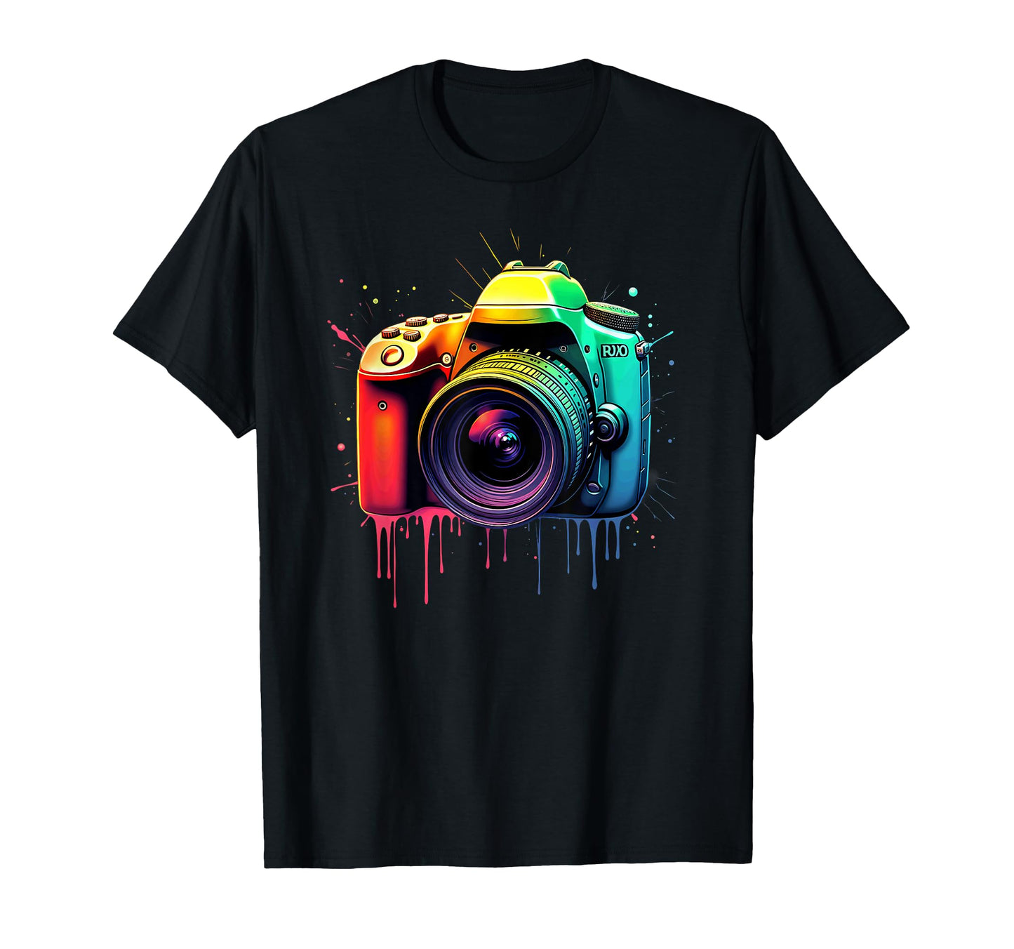 Photography Colorful Camera Dripping T-Shirt - Trendy Graphic for Adults - T-Shirt, Sweatshirt, Hoodie