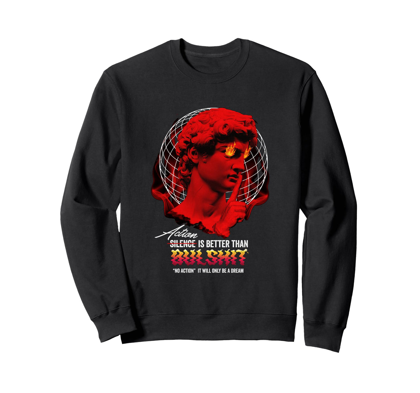David Sculpture Fire Aesthetic Edgy Sweatshirt - Graphic Print for Adults - T-Shirt, Sweatshirt, Hoodie