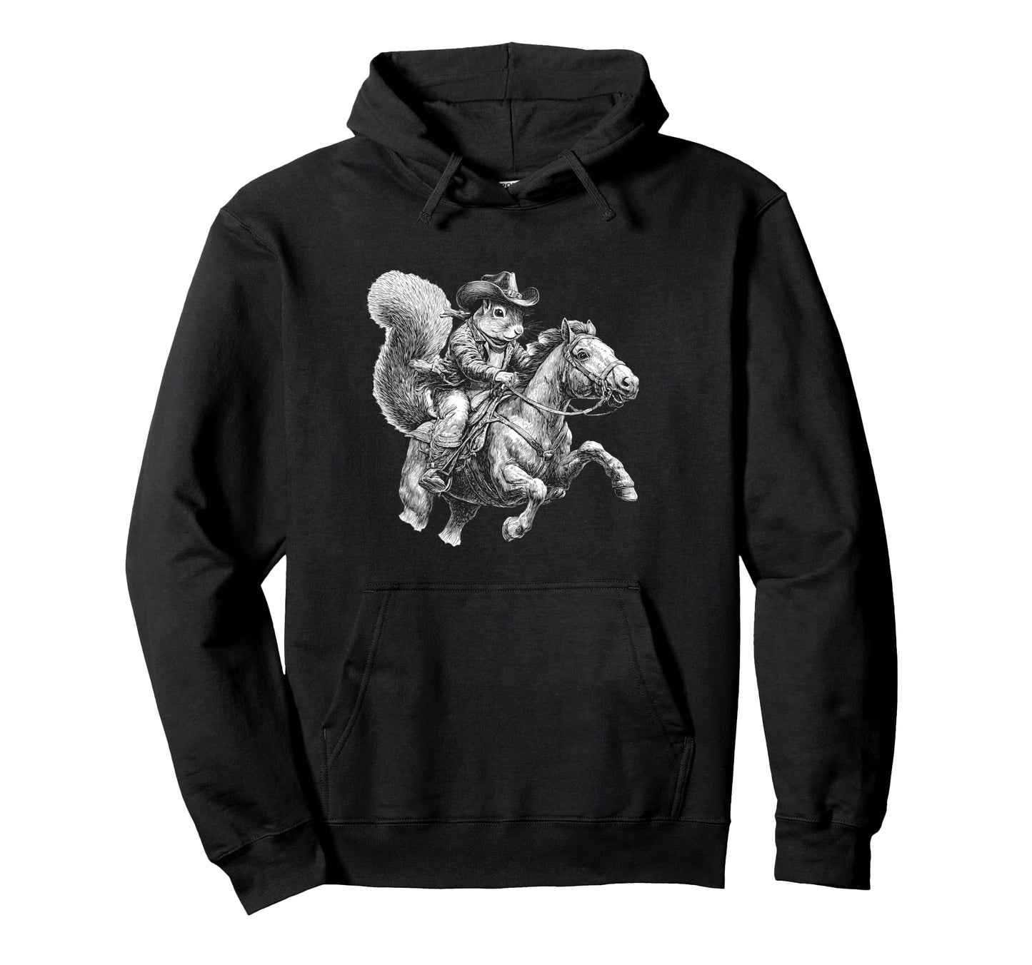 Squirrel Cowboy Rodeo Cowgirl Hoodie - Aesthetic Graphic for Adults - T-Shirt, Sweatshirt, Hoodie