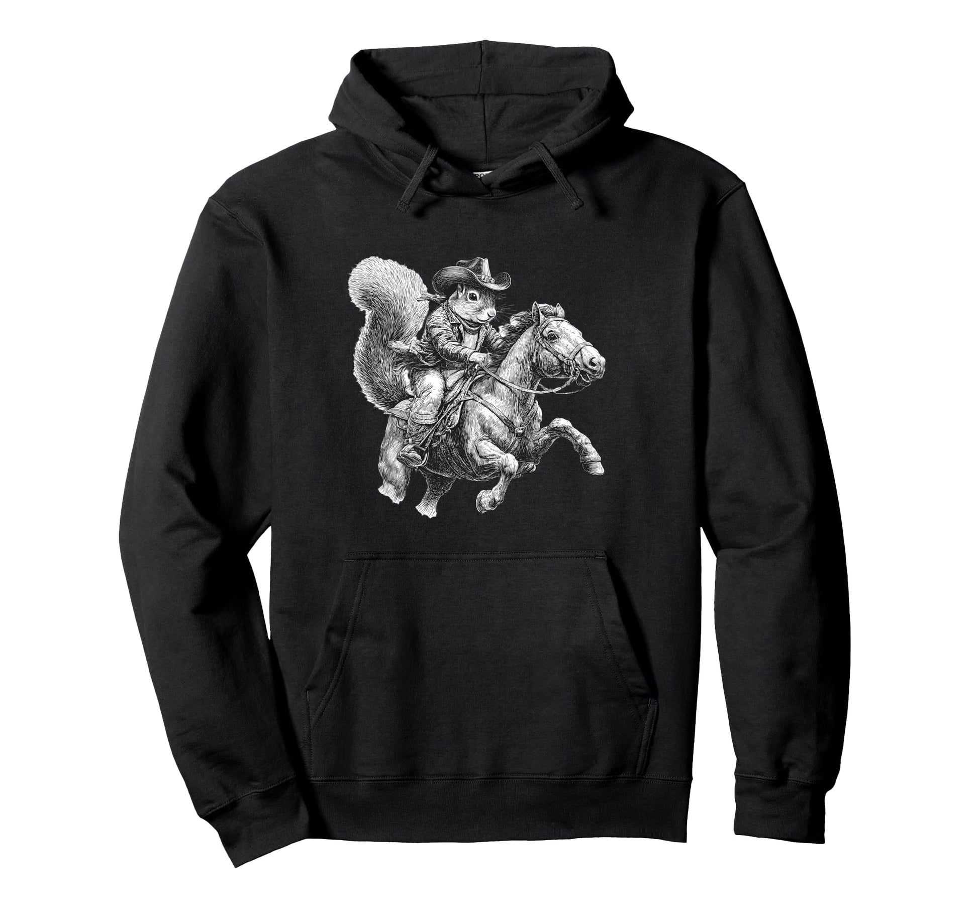 Squirrel Cowboy Rodeo Cowgirl Hoodie - Aesthetic Graphic for Adults - T-Shirt, Sweatshirt, Hoodie