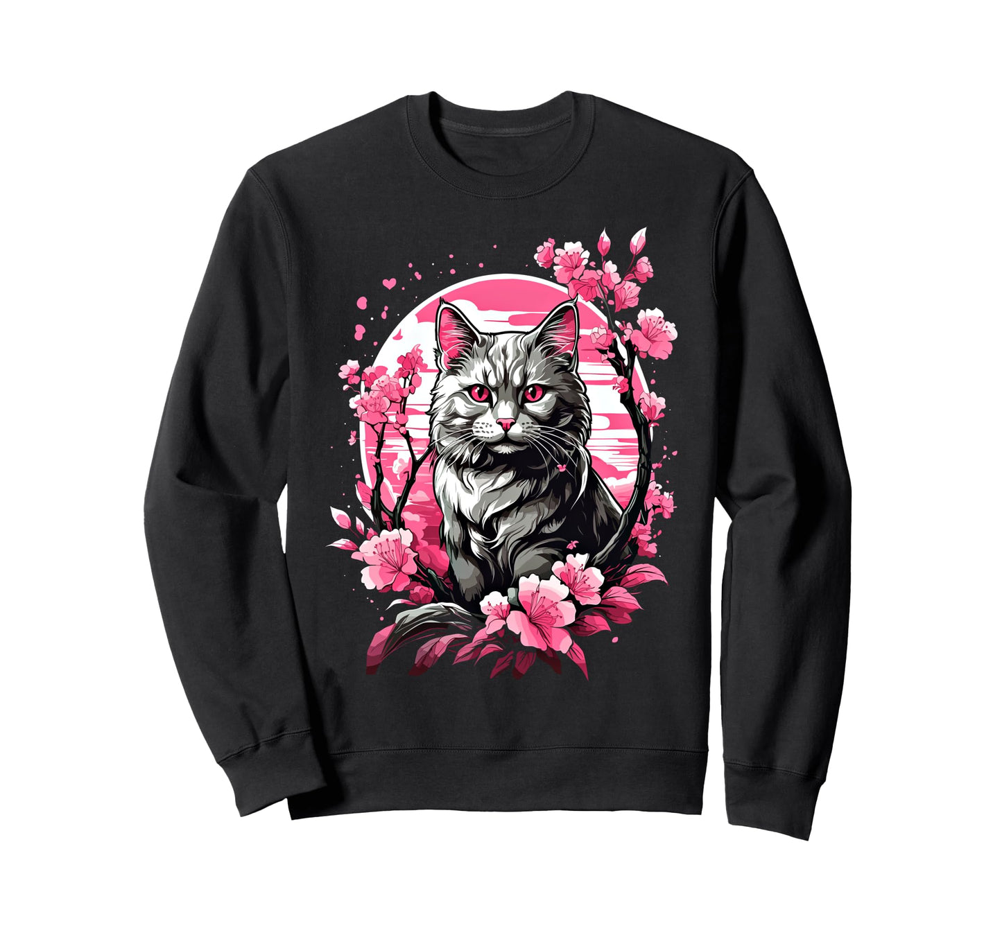 Anime Cat Japanese Aesthetic Japan Sweatshirt - Trendy Graphic Unisex - T-Shirt, Sweatshirt, Hoodie