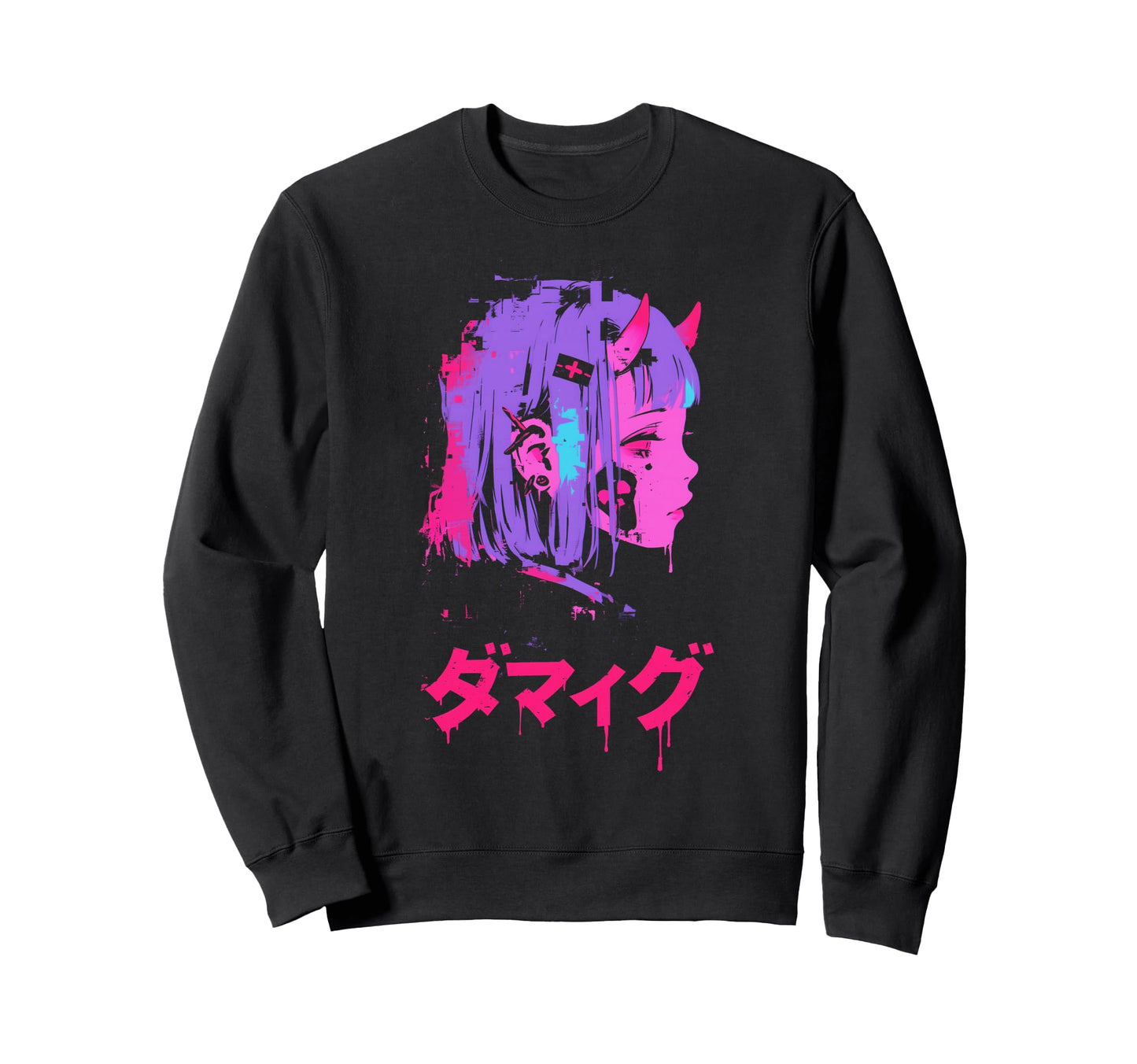 Goth Grunge Demon Anime Waifu Horror Sweatshirt - Unique Graphic Unisex - T-Shirt, Sweatshirt, Hoodie
