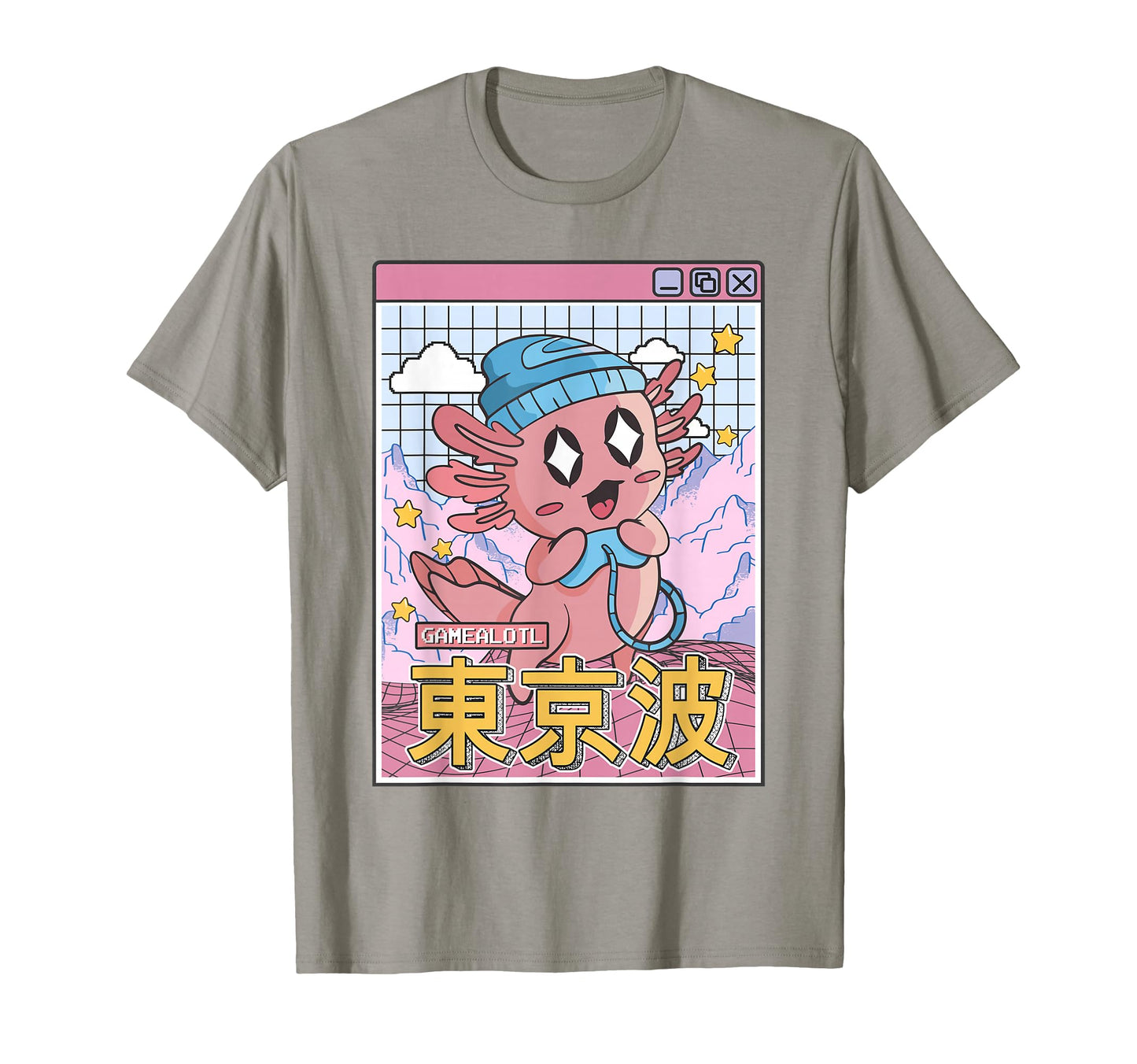 Happy Axolotl Gaming Vaporwave Aesthetic T-Shirt - Novelty Apparel Unisex - T-Shirt, Sweatshirt, Hoodie