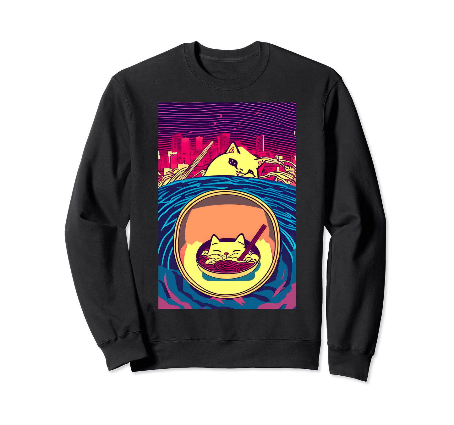 Kawaii Funny Peeping Cat Japanese Sweatshirt - Minimalist Print Unisex - T-Shirt, Sweatshirt, Hoodie