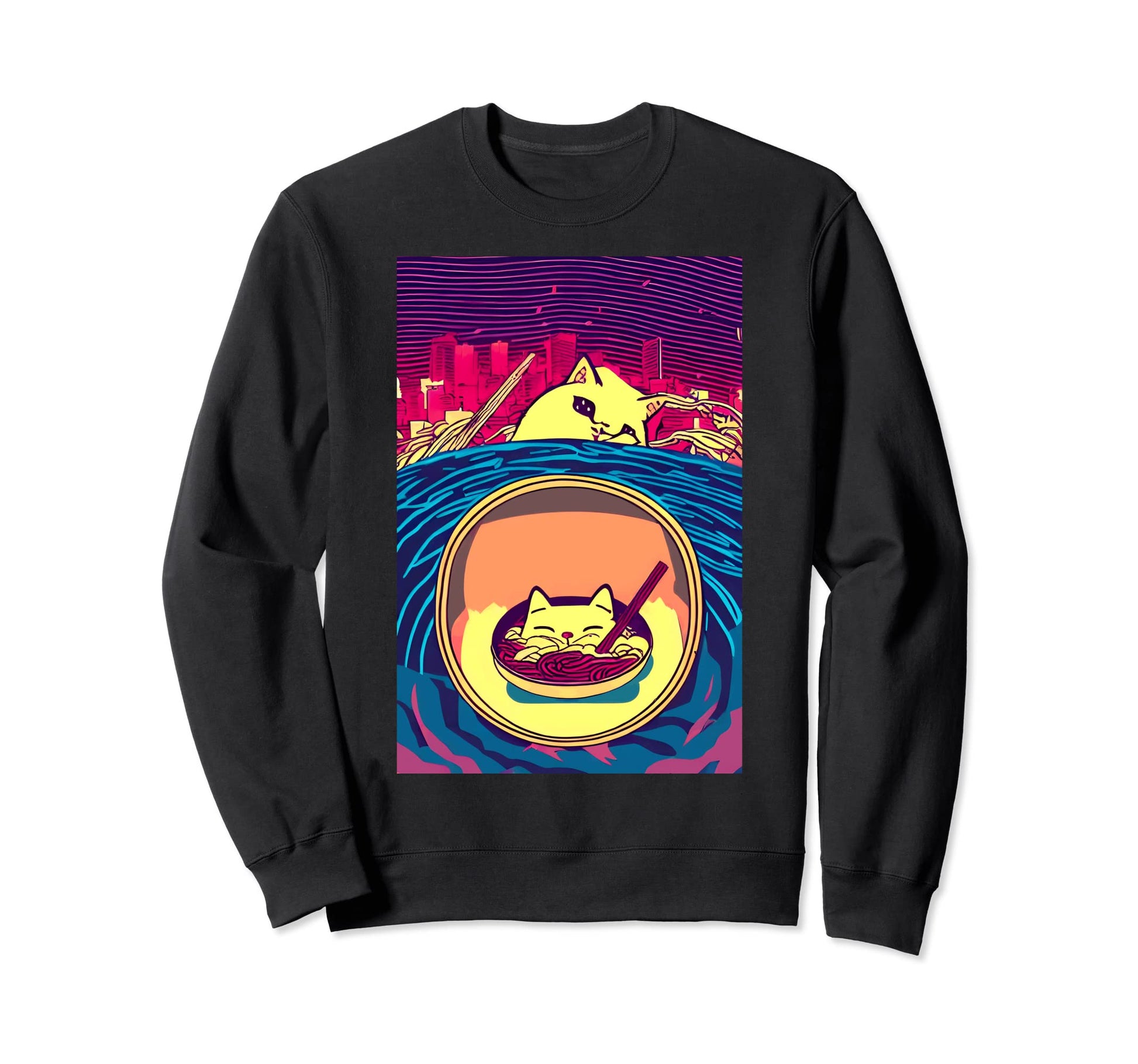 Kawaii Funny Peeping Cat Japanese Sweatshirt - Minimalist Print Unisex - T-Shirt, Sweatshirt, Hoodie