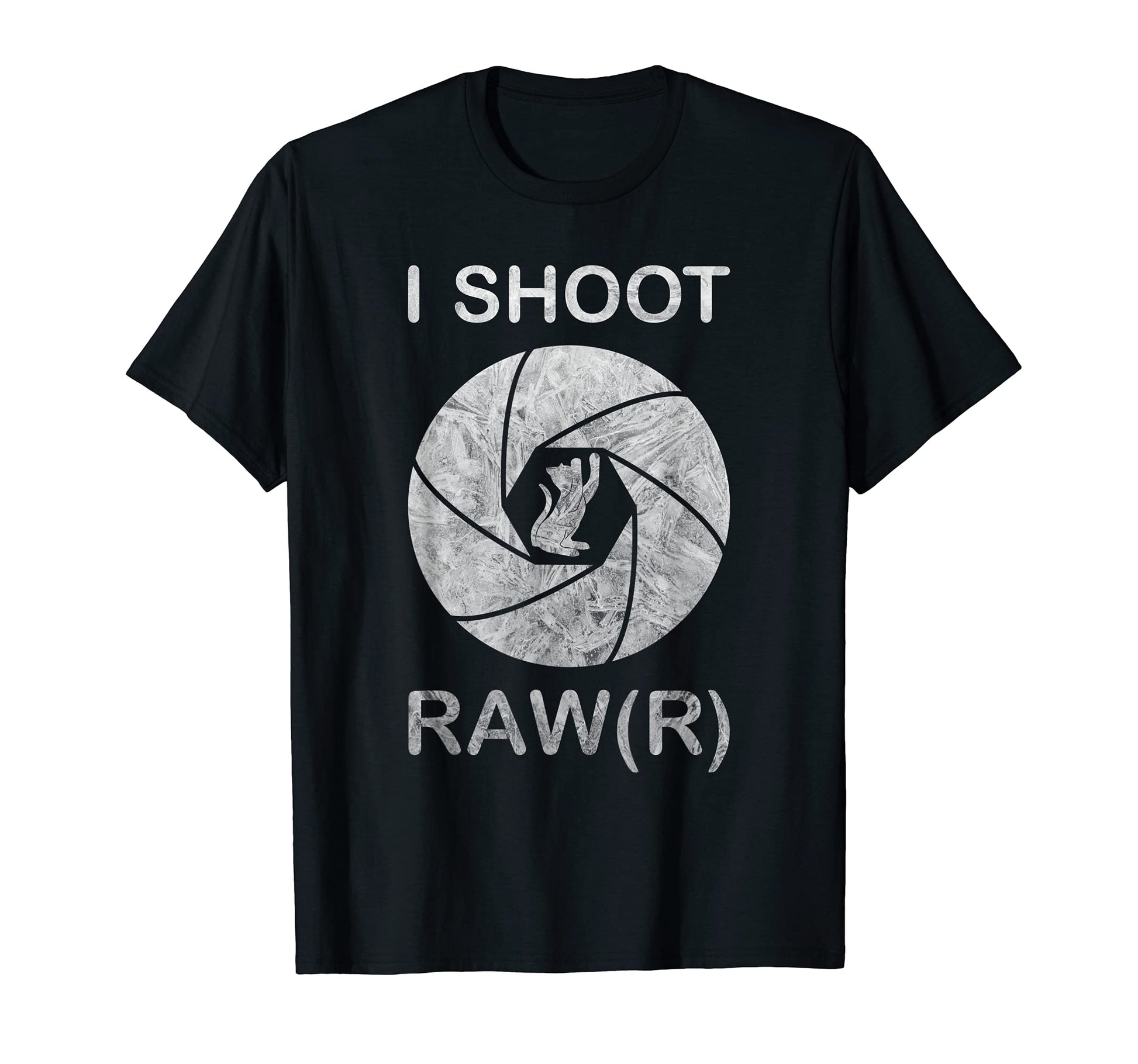 Camera Womens Cat I Shoot Raw Rawr T-Shirt - Minimalist Print for Adults - T-Shirt, Sweatshirt, Hoodie