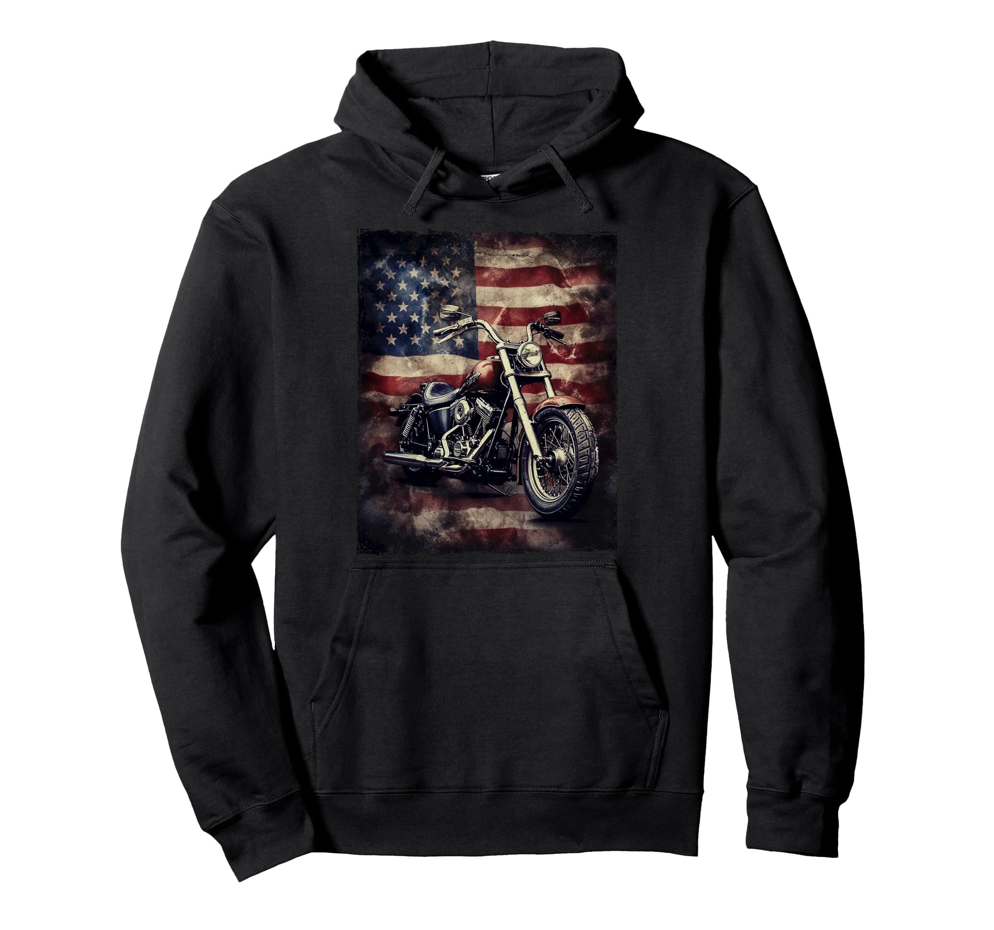 Motorcycle Usa Flag Biker American Hoodie - Aesthetic Graphic Unisex - T-Shirt, Sweatshirt, Hoodie
