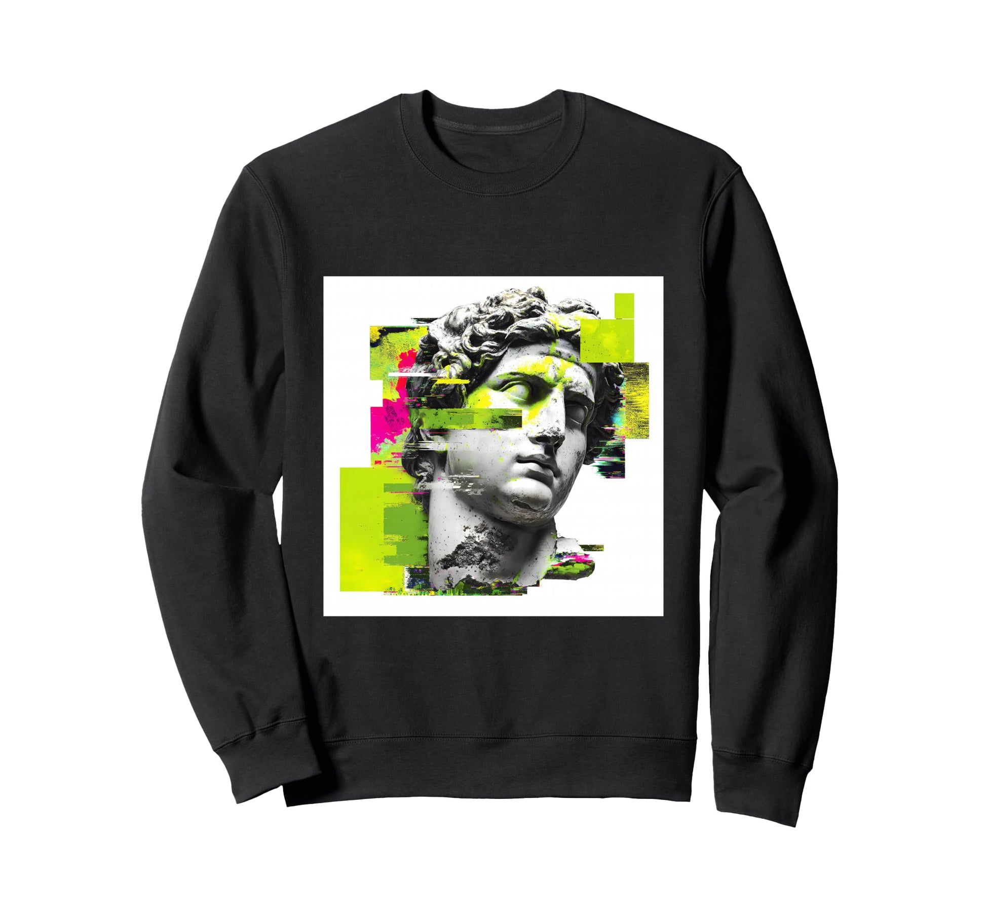 Glitch Art Classical Statue Sweatshirt - Casual Everyday Wear Men Women - T-Shirt, Sweatshirt, Hoodie