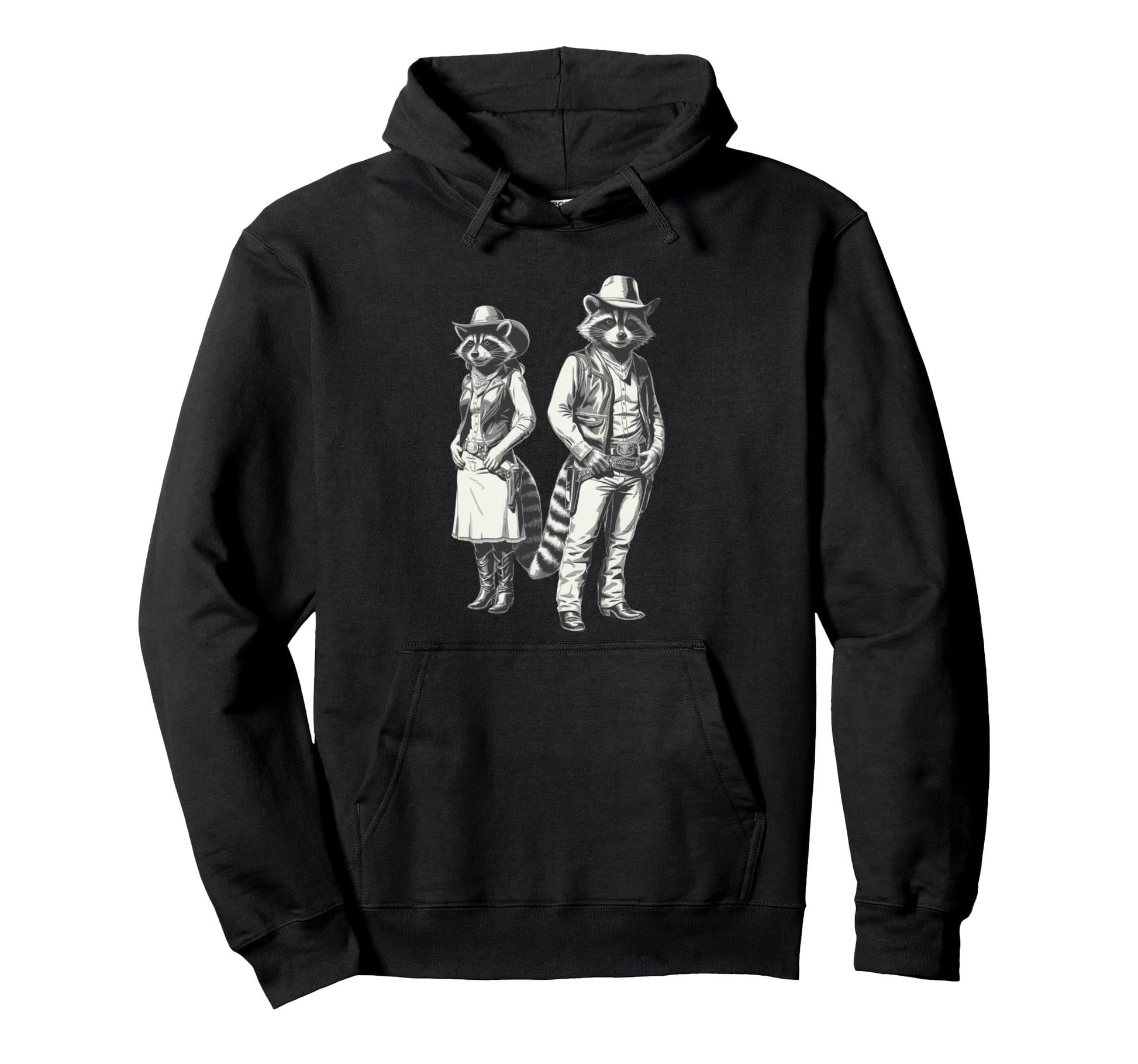 Howdy Cowboy Raccoon Western Charm Hoodie - Streetwear Style Unisex - T-Shirt, Sweatshirt, Hoodie
