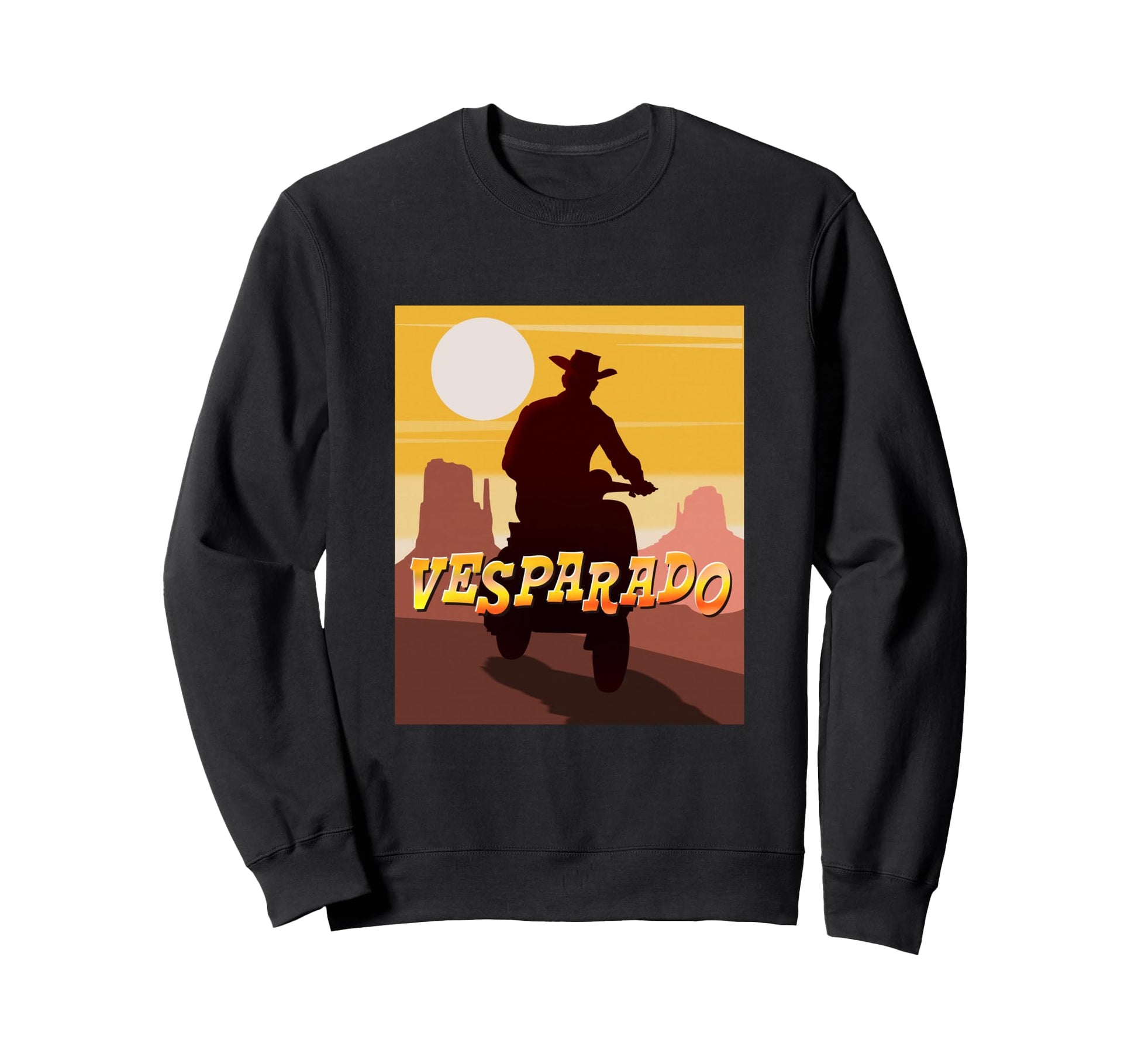 Vesparado Scooter Cowboy Western Sweatshirt - Novelty Apparel for Adults - T-Shirt, Sweatshirt, Hoodie