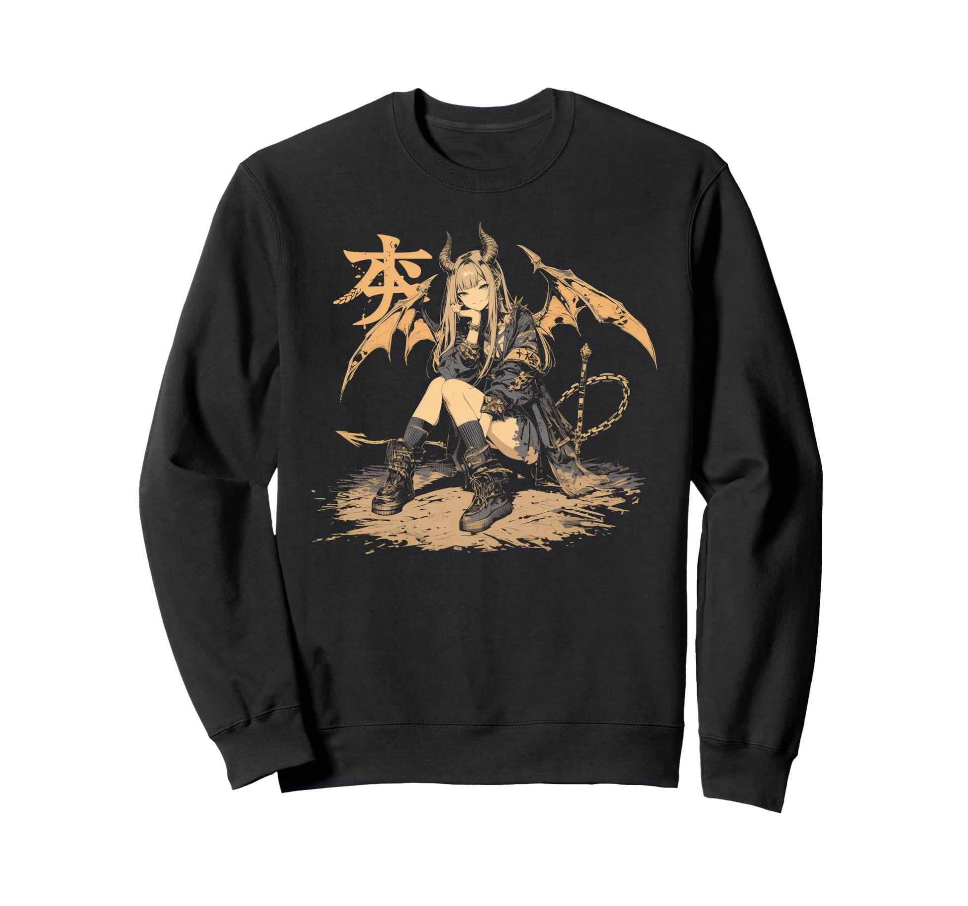 Goth Grunge Demon Anime Waifu Sweatshirt - Aesthetic Graphic for Adults - T-Shirt, Sweatshirt, Hoodie