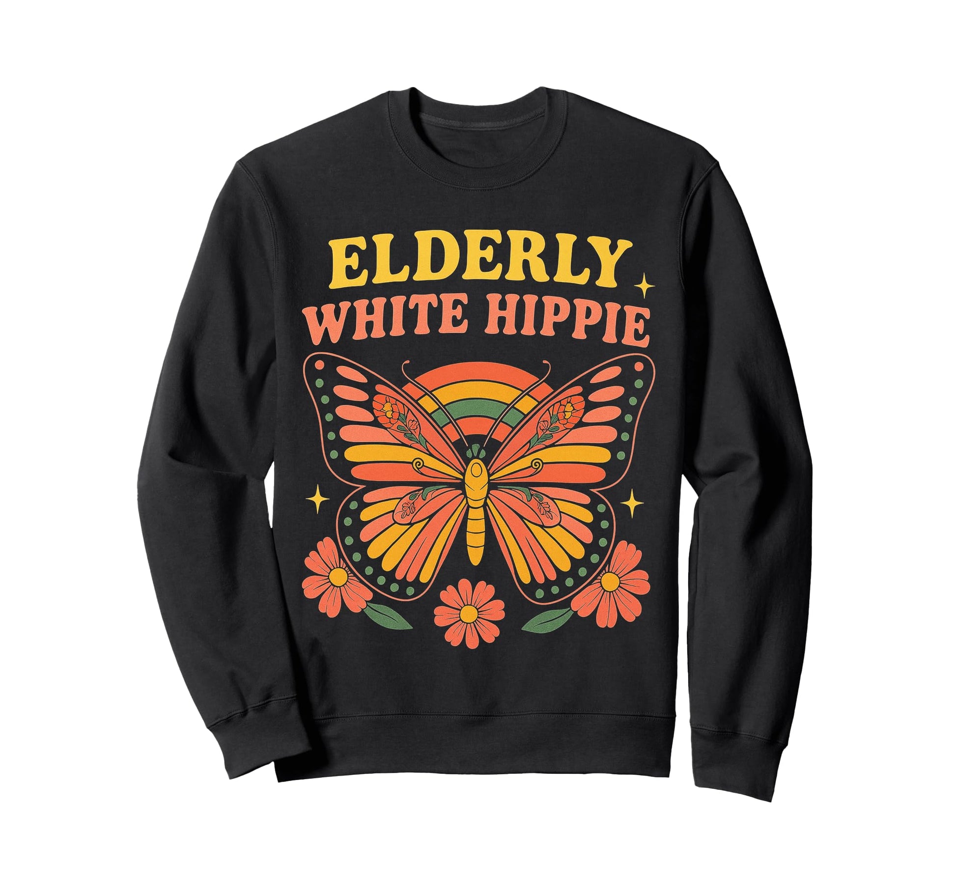 Elderly White Hippie Rainbow Funny Gifts Sweatshirt - Graphic Print Unisex - T-Shirt, Sweatshirt, Hoodie