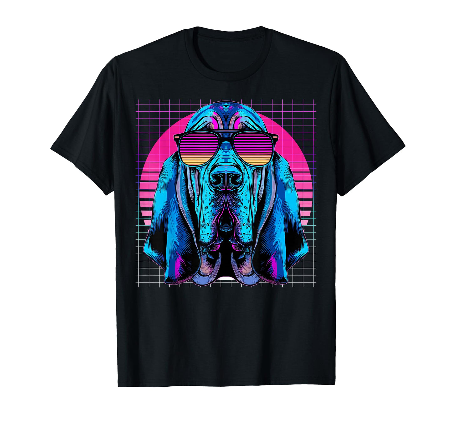 Bloodhound Sunglasses Dog Vaporwave T-Shirt - Streetwear Style for Adults - T-Shirt, Sweatshirt, Hoodie