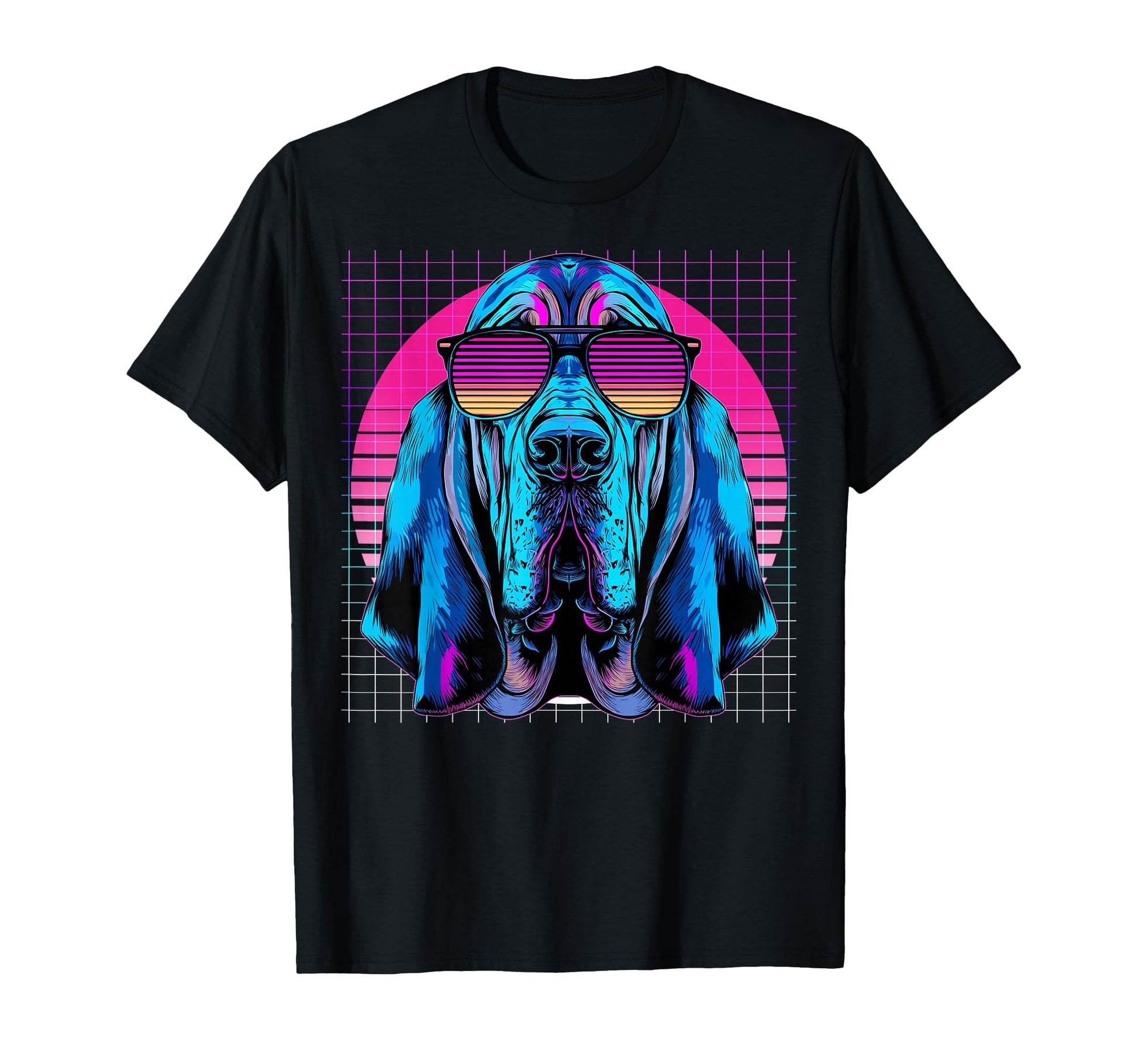 Bloodhound Sunglasses Dog Vaporwave T-Shirt - Streetwear Style for Adults - T-Shirt, Sweatshirt, Hoodie