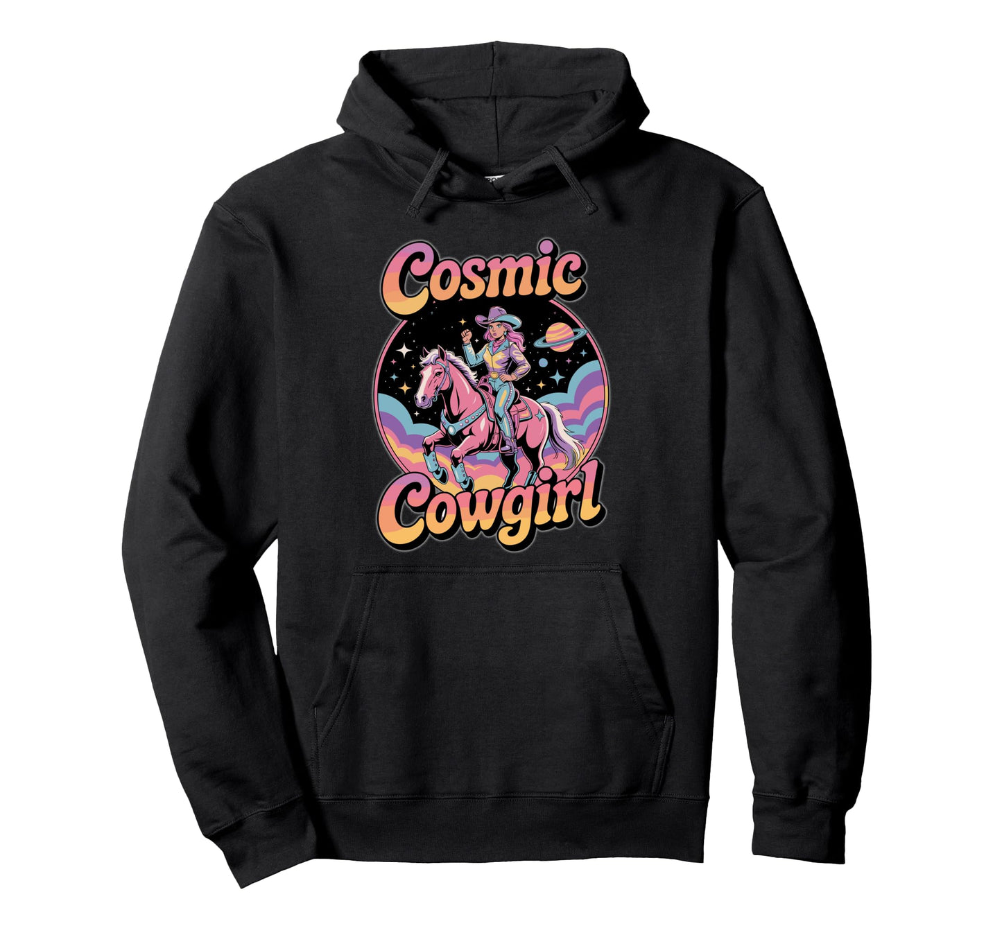 Cosmic Cowgirl Western Space Hoodie - Casual Everyday Wear Men Women - T-Shirt, Sweatshirt, Hoodie