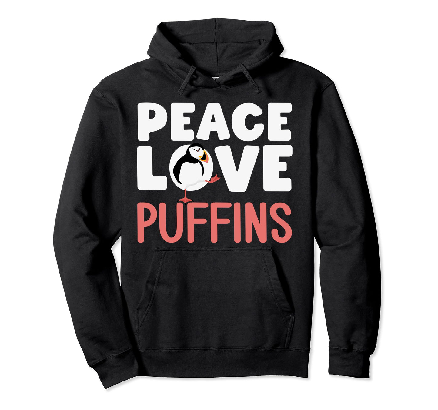 Funny Puffin Seabird Iceland Peace Love Hoodie - Graphic Print for Adults - T-Shirt, Sweatshirt, Hoodie