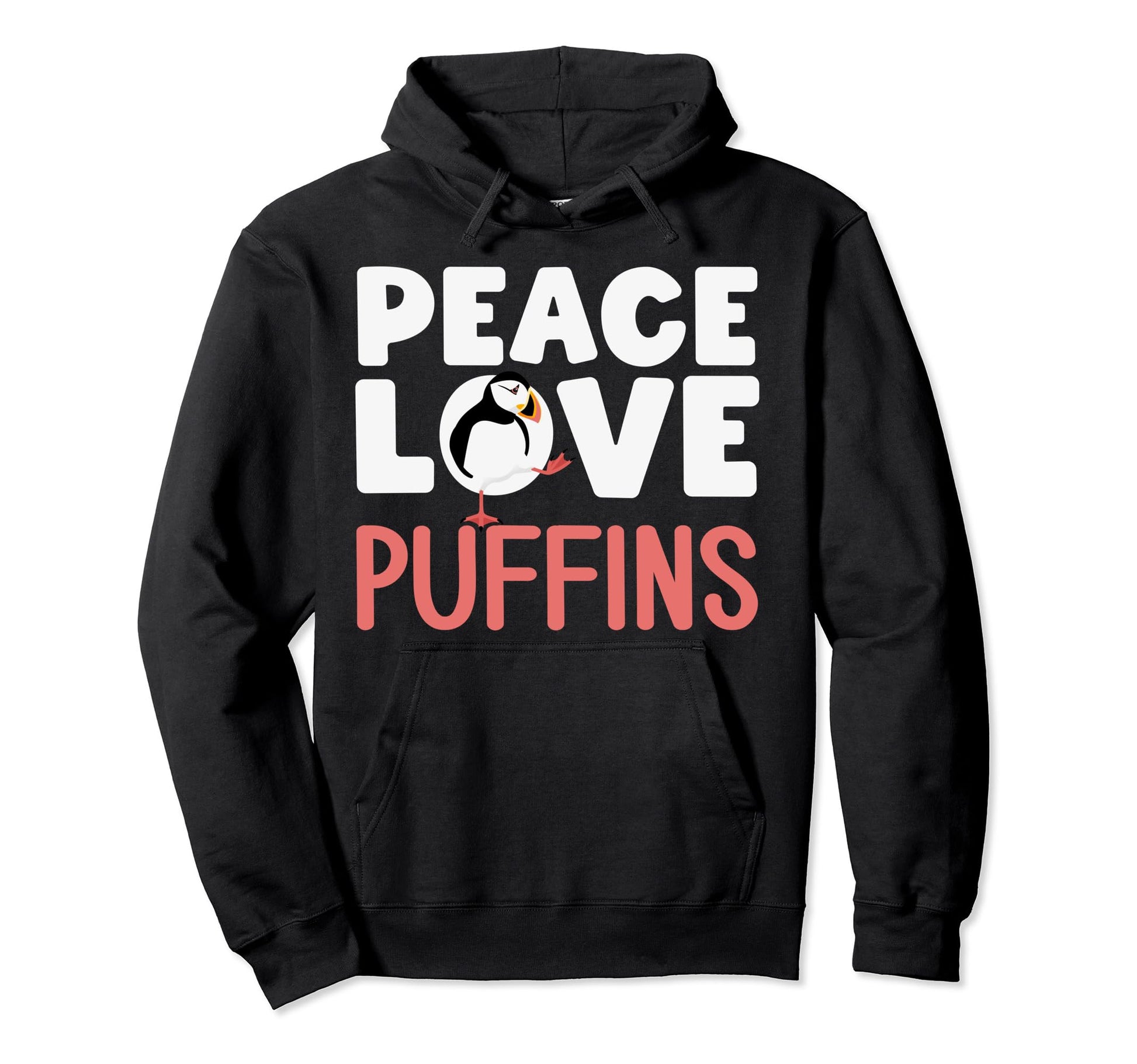Funny Puffin Seabird Iceland Peace Love Hoodie - Graphic Print for Adults - T-Shirt, Sweatshirt, Hoodie