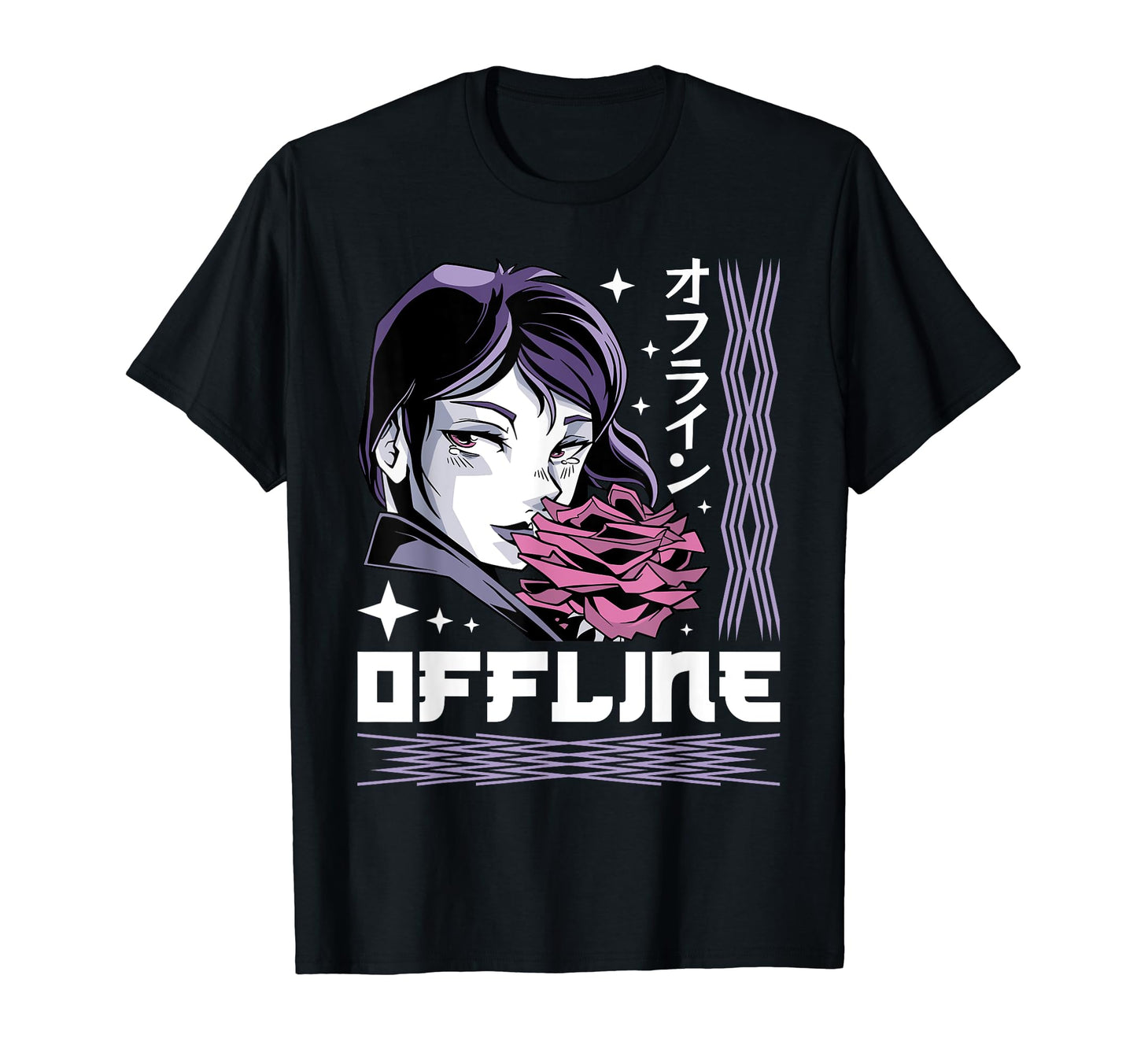 Offline Anime Aesthetic Vaporwave T-Shirt - Unique Graphic for Adults - T-Shirt, Sweatshirt, Hoodie