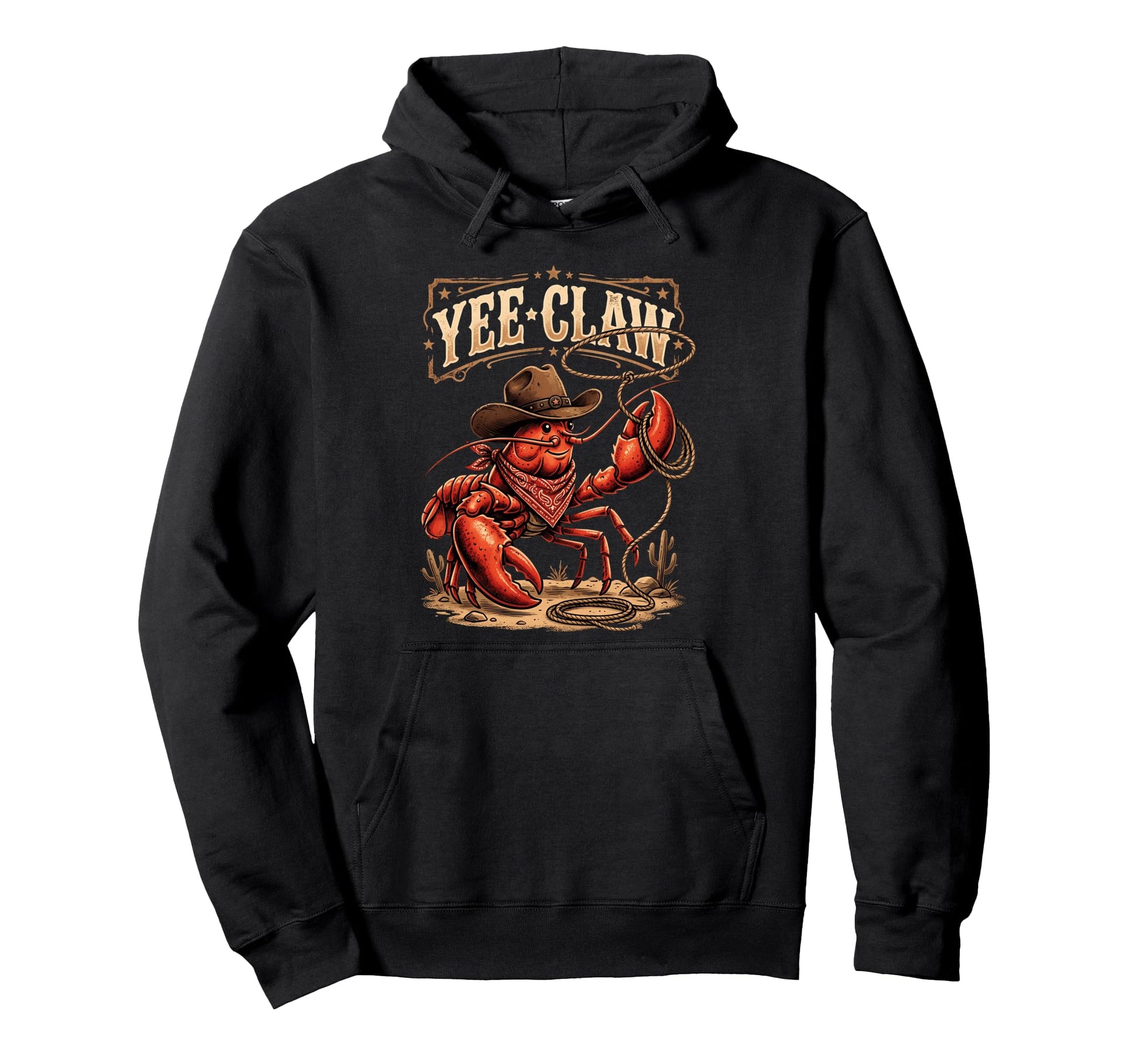 Yee Claw Western Country Cowboy Crawfish Hoodie - Minimalist Print Unisex - T-Shirt, Sweatshirt, Hoodie