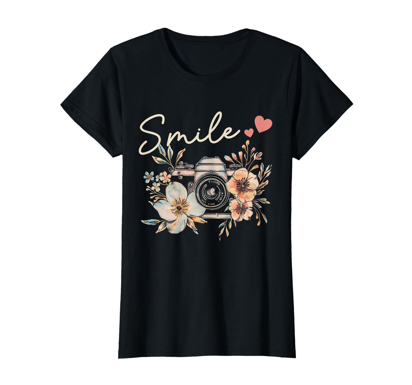 Photographer Smile Camera Flowers T-Shirt - Fun Novelty Design Men Women - T-Shirt, Sweatshirt, Hoodie