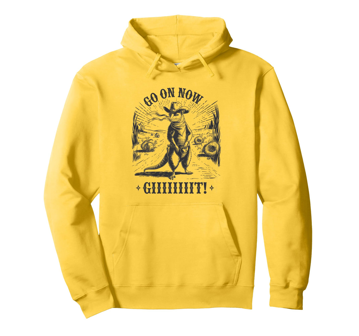 Go Now Git Cowboy Opossum Country Hoodie - Novelty Apparel Men Women - T-Shirt, Sweatshirt, Hoodie