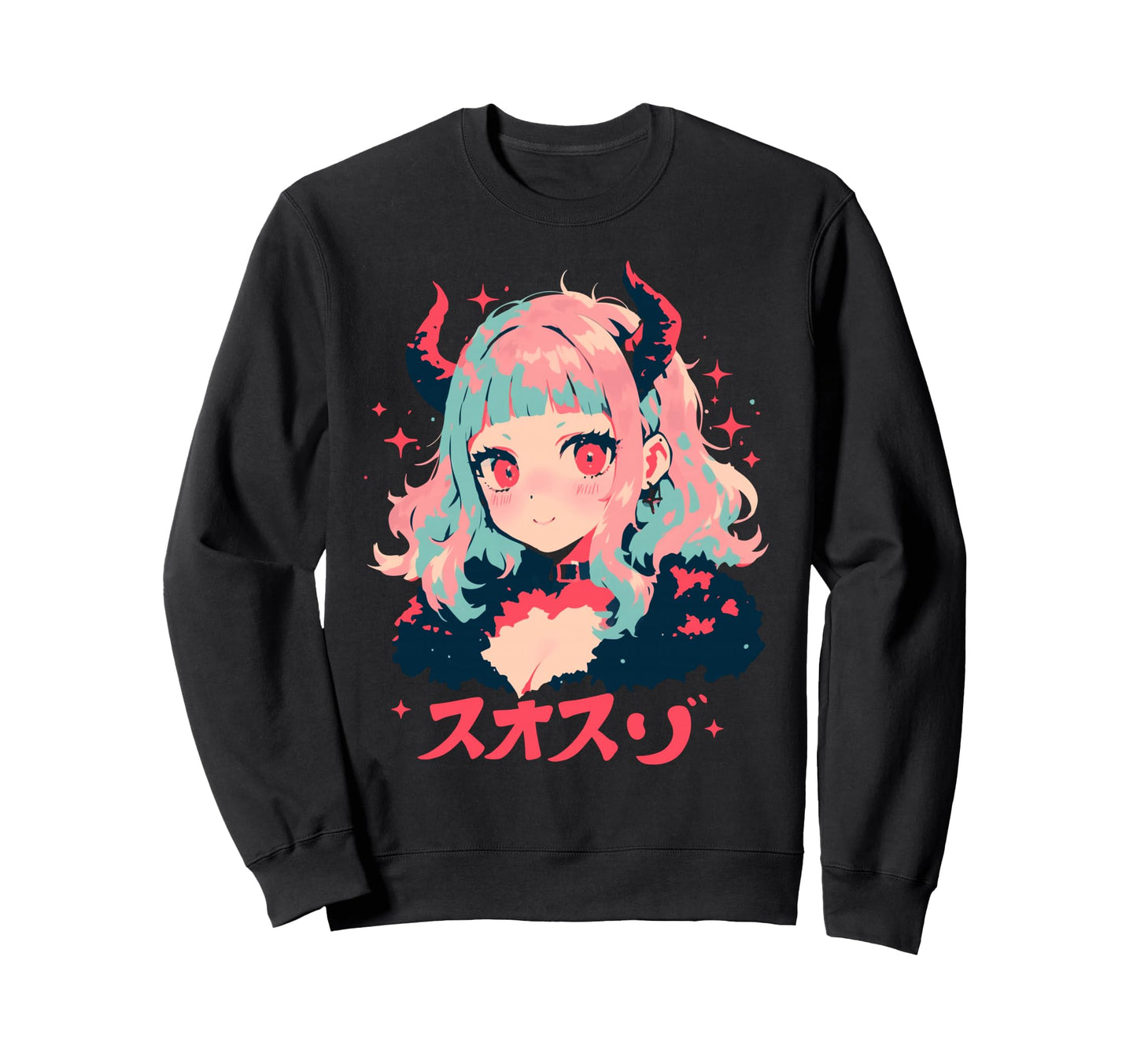 Goth Grunge Demon Anime Waifu Sweatshirt - Novelty Apparel for Adults - T-Shirt, Sweatshirt, Hoodie