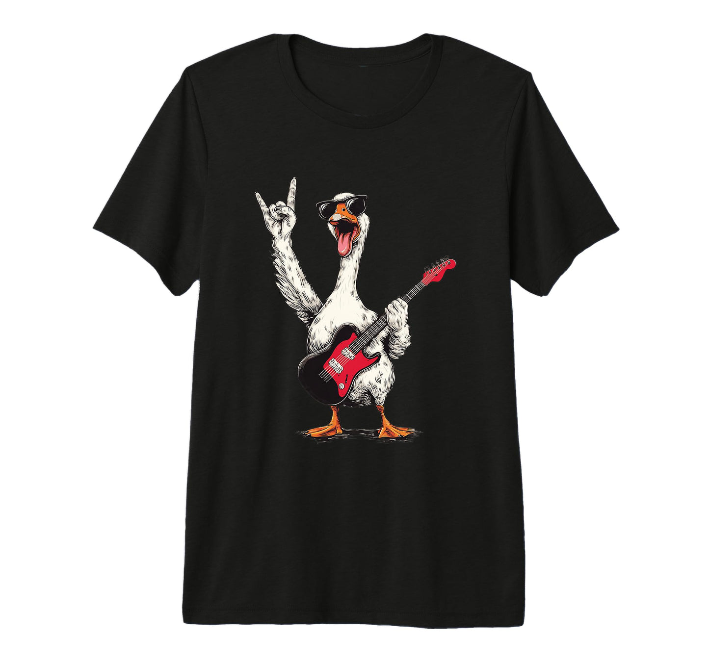 Funny Goose Rock Music Electric Guitar T-Shirt - Aesthetic Graphic Unisex - T-Shirt, Sweatshirt, Hoodie