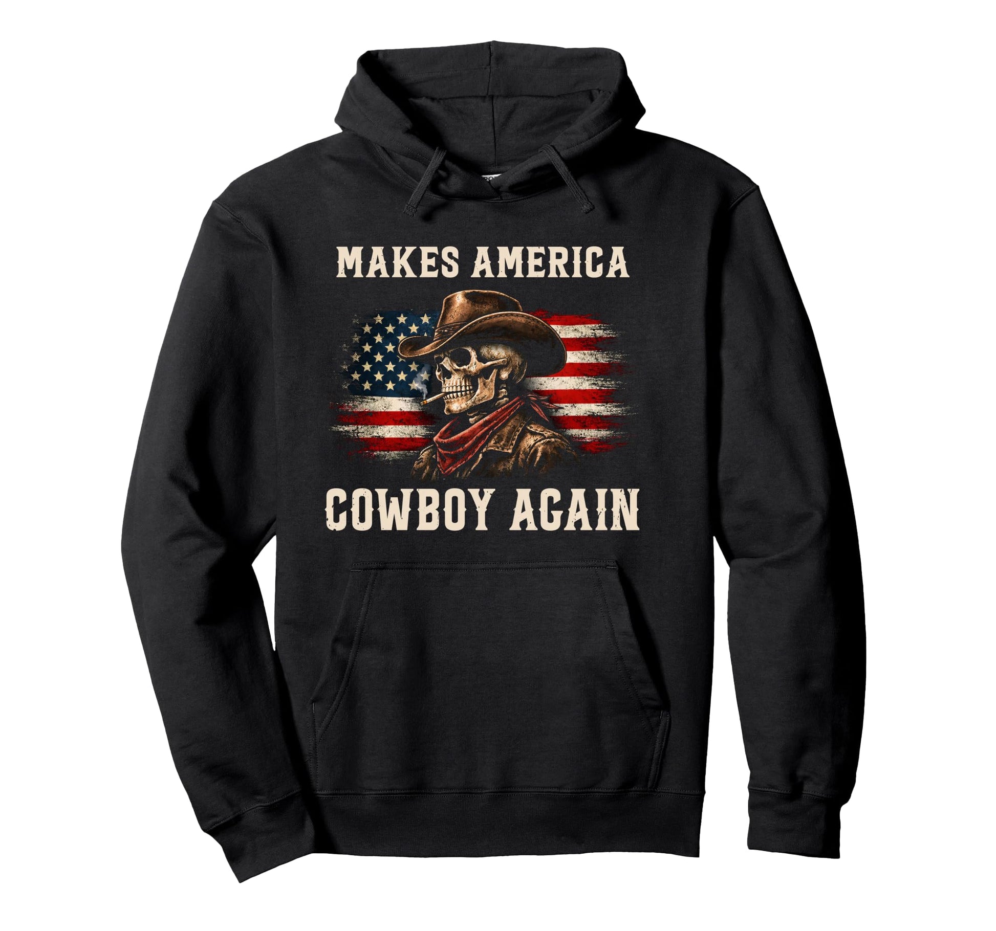 Makes America Cowboy Skull Again Hoodie - Novelty Apparel Men Women - T-Shirt, Sweatshirt, Hoodie