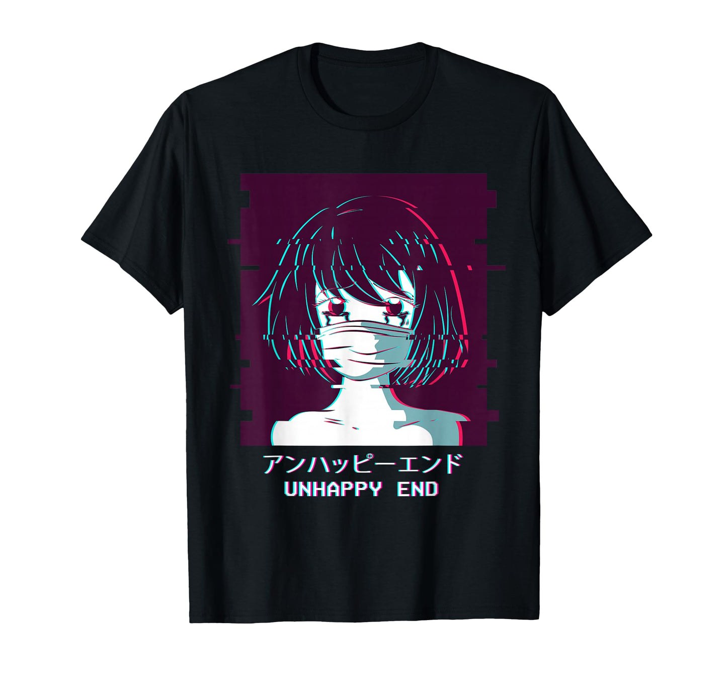 Unhappy End Anime Vaporwave Aesthetic Lofi T-Shirt - Trendy Graphic Unisex - T-Shirt, Sweatshirt, Hoodie