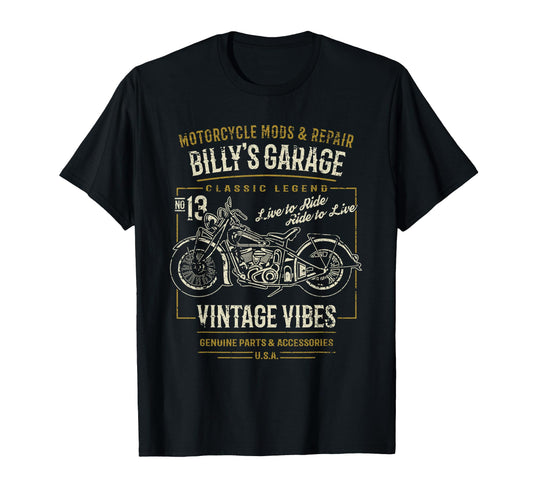 Billys Garage Motorcycle T-Shirt - Casual Everyday Wear Men Women - T-Shirt, Sweatshirt, Hoodie