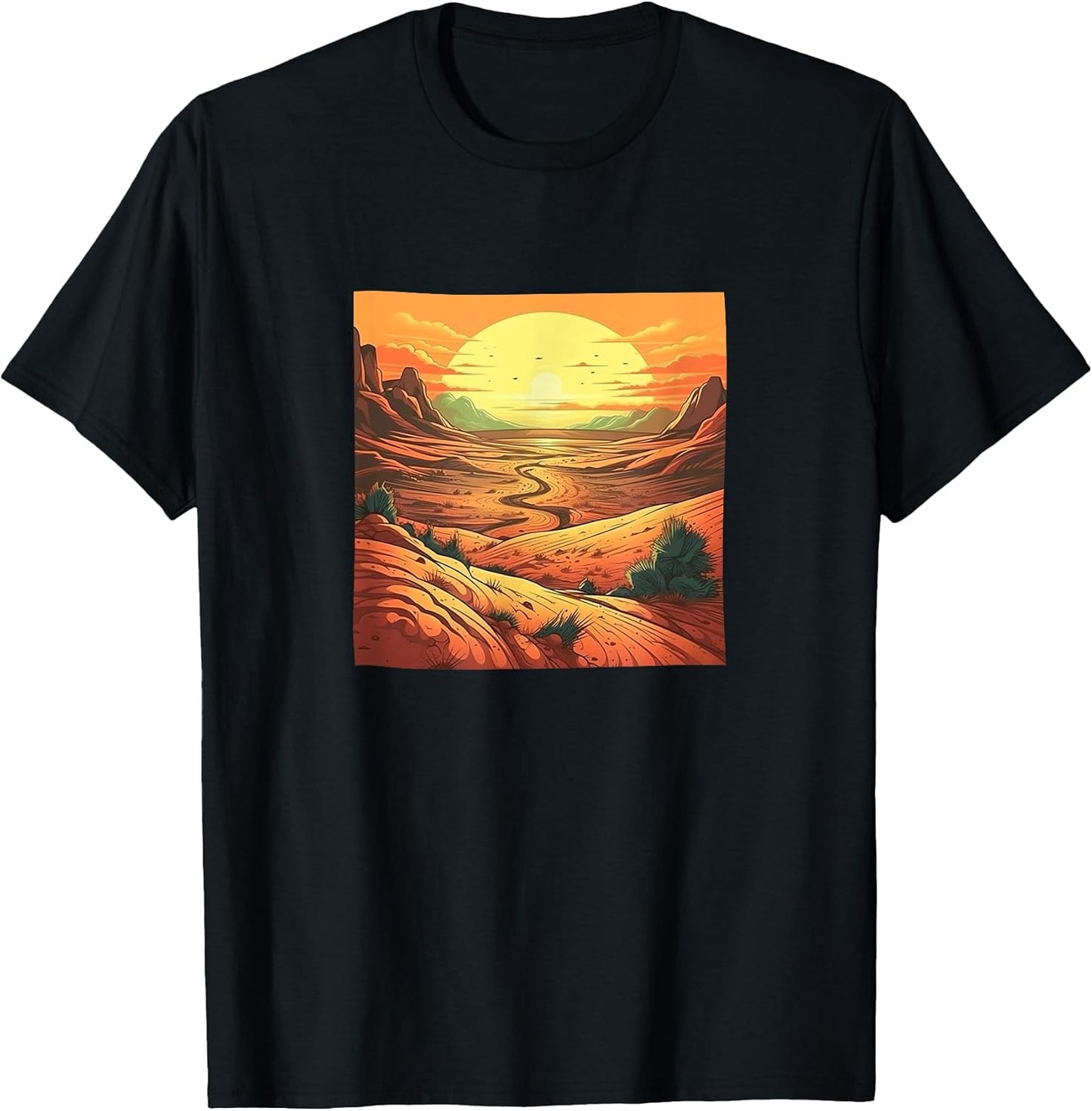 Desert Dunes At Sunset Vintage Landscape Merch - Adult & Kids T-Shirts, Sweatshirts & Hoodies apparel design preview 1