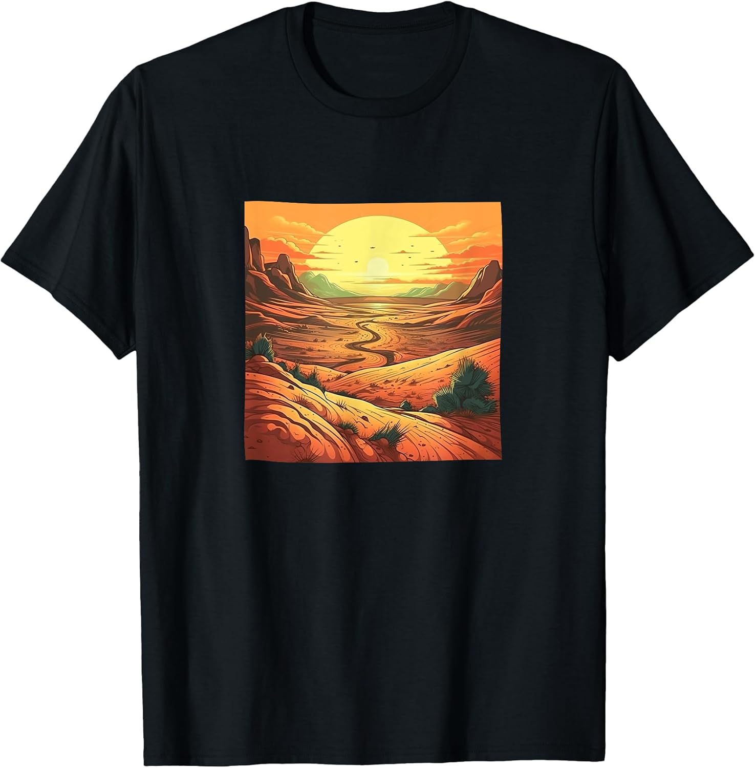 Desert Dunes At Sunset Vintage Landscape Merch - Adult & Kids T-Shirts, Sweatshirts & Hoodies apparel design preview 1