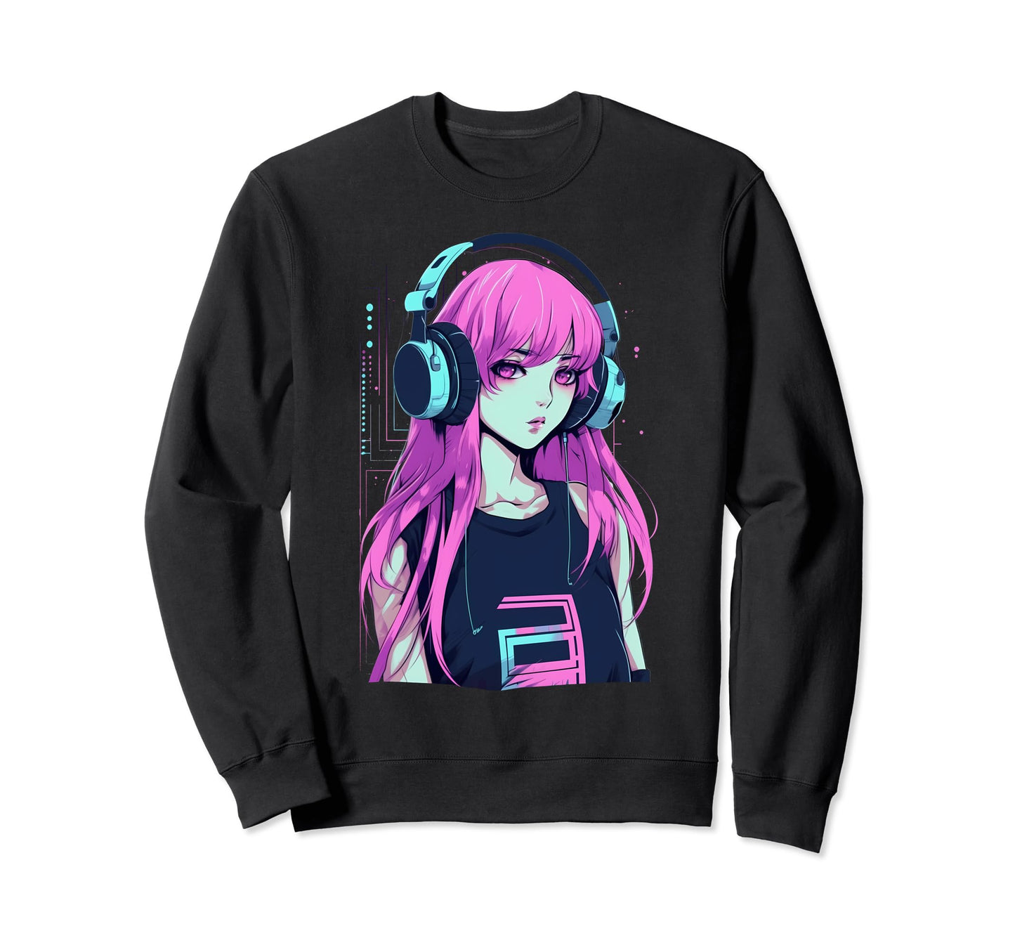 Vaporwave Synthwave Japan Sad Anime Sweatshirt - Unique Graphic Unisex - T-Shirt, Sweatshirt, Hoodie