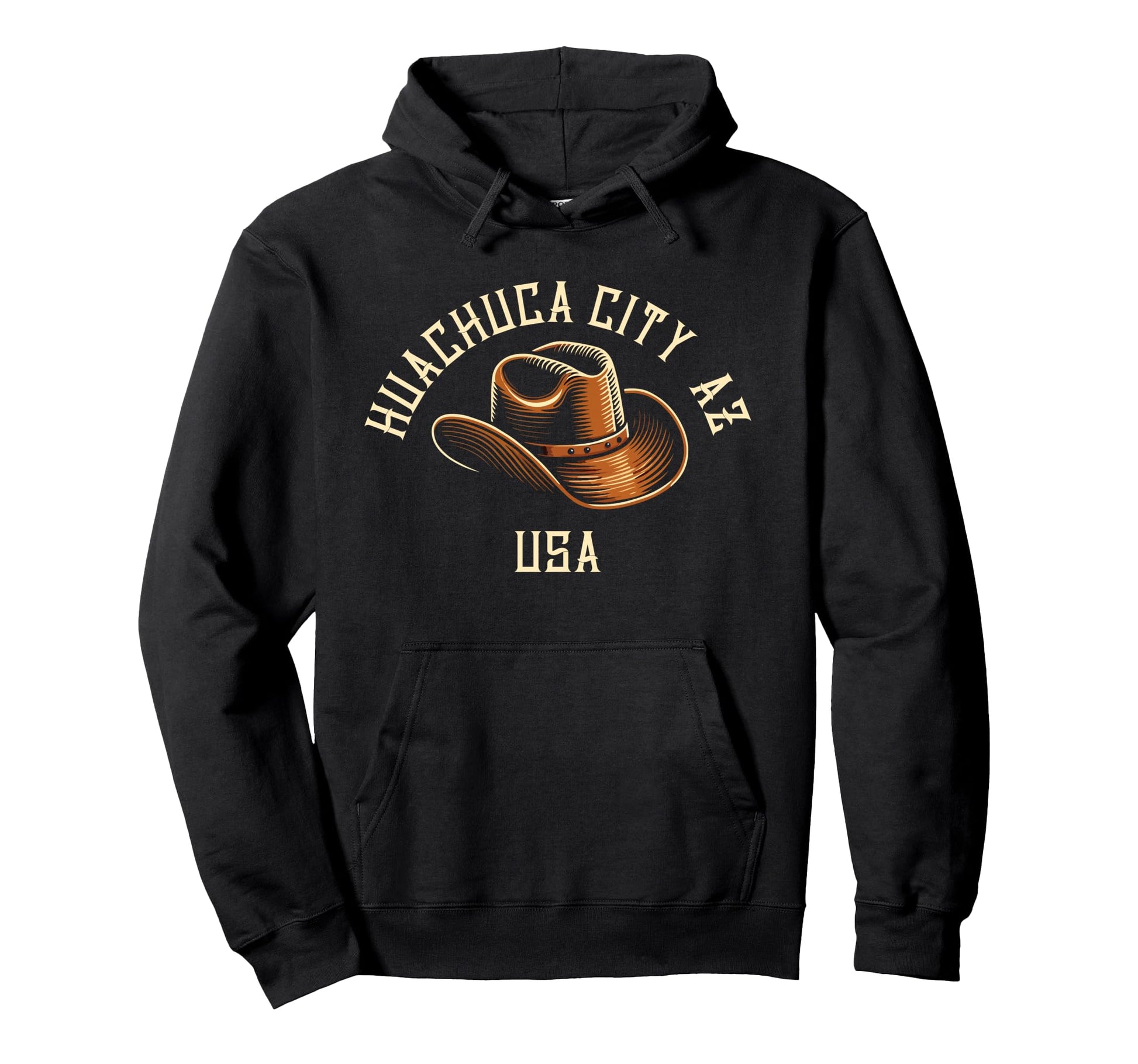 Huachuca City Az Usa Cowboy Hat Hoodie - Custom Art Print for Adults - T-Shirt, Sweatshirt, Hoodie