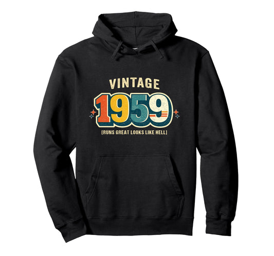 Birthday 1959 Runs Like Hell Car Hoodie - Casual Everyday Wear for Adults - T-Shirt, Sweatshirt, Hoodie