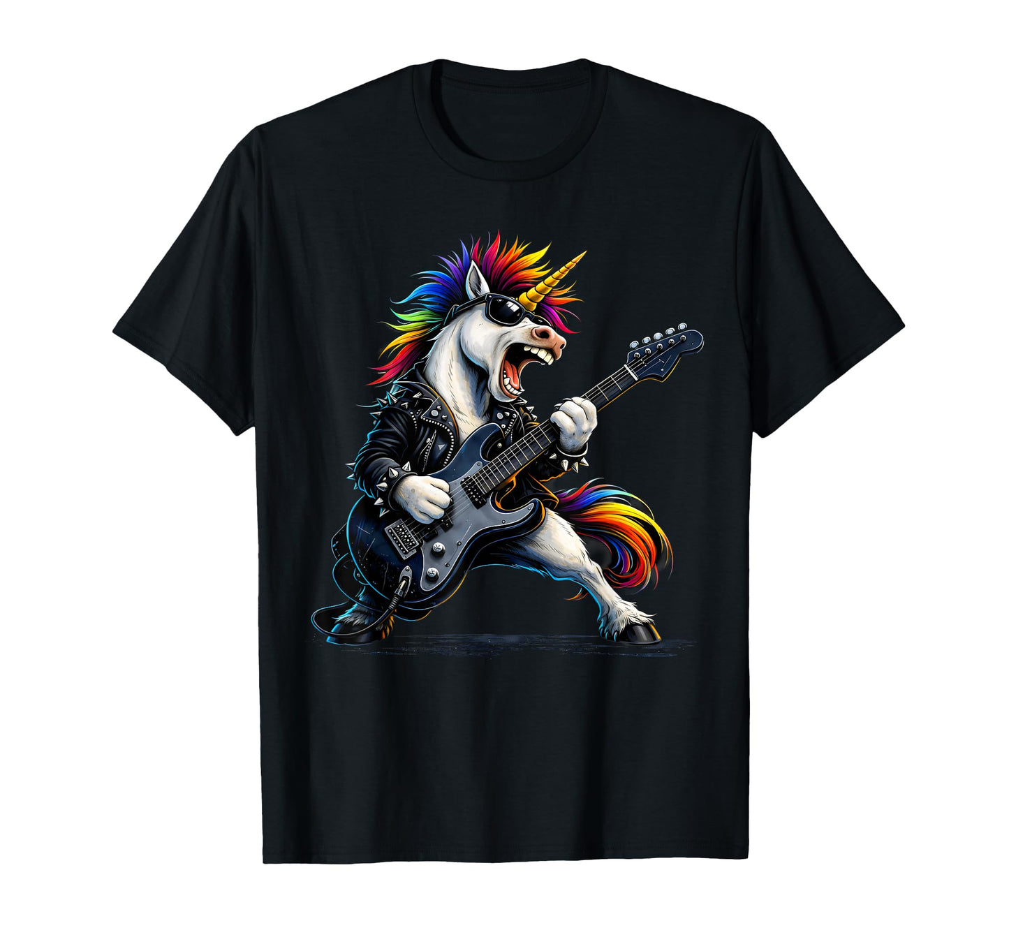 Rockn Roll Unicorn Guitar Punk Music T-Shirt - Trendy Graphic for Adults - T-Shirt, Sweatshirt, Hoodie