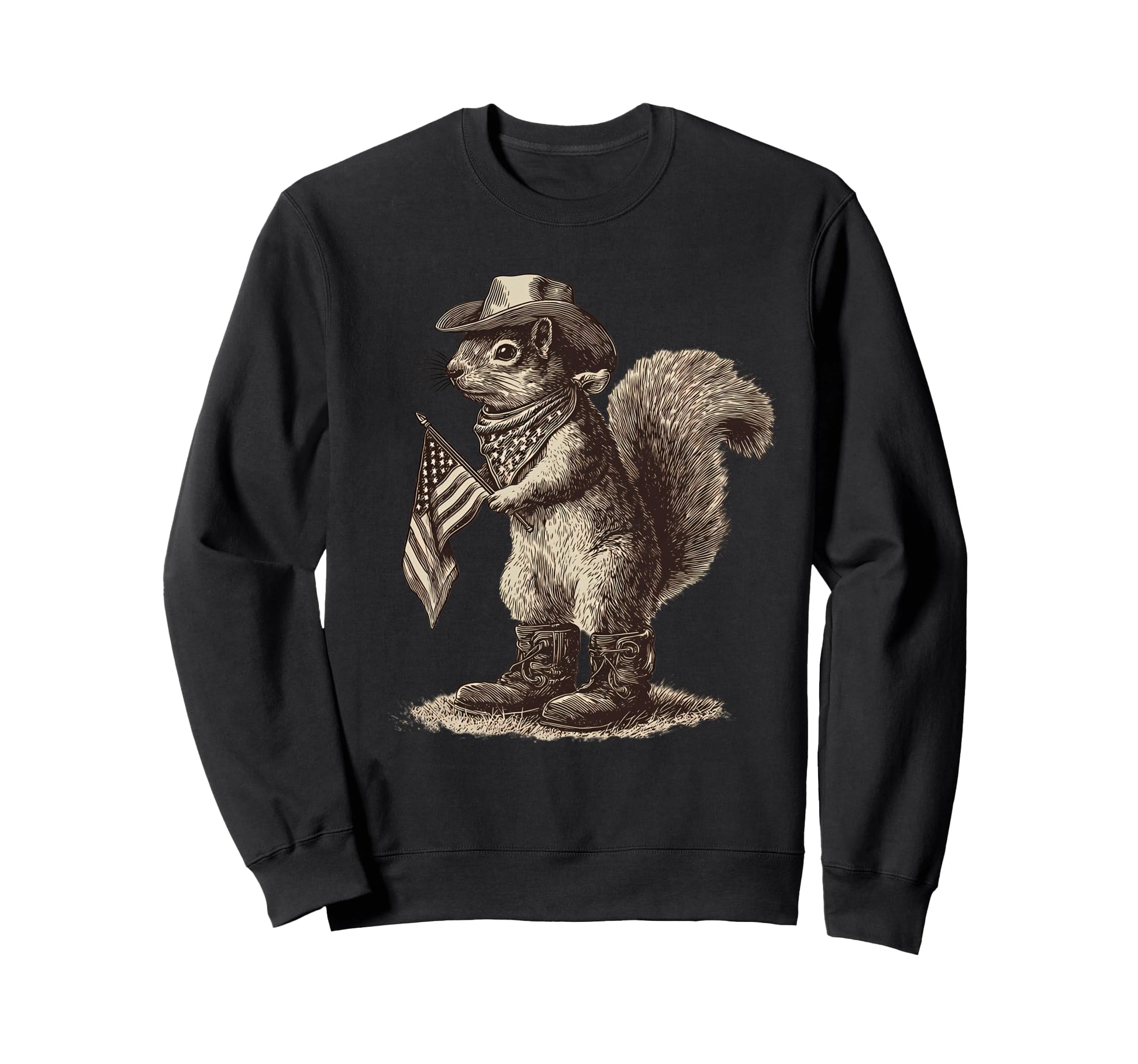 Country Cowboy Squirrel Rodeo Sweatshirt - Unique Graphic Men Women - T-Shirt, Sweatshirt, Hoodie