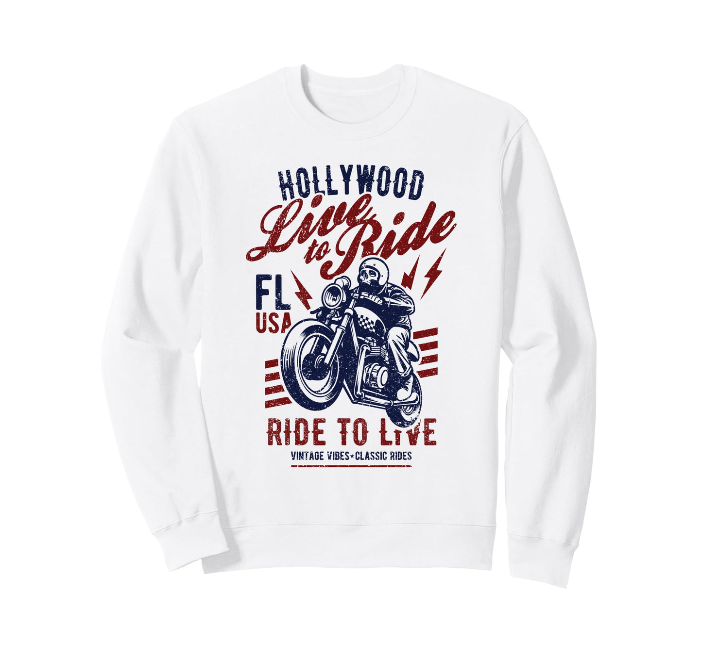 Hollywood Florida Usa Motorcycle Sweatshirt - Streetwear Style Men Women - T-Shirt, Sweatshirt, Hoodie