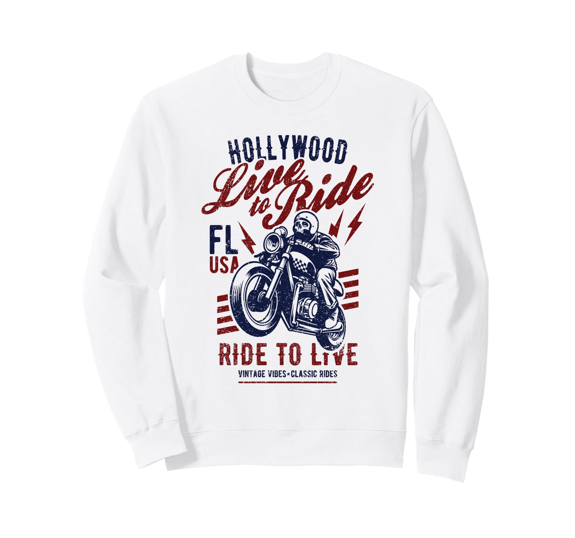 Hollywood Florida Usa Motorcycle Sweatshirt - Streetwear Style Men Women - T-Shirt, Sweatshirt, Hoodie