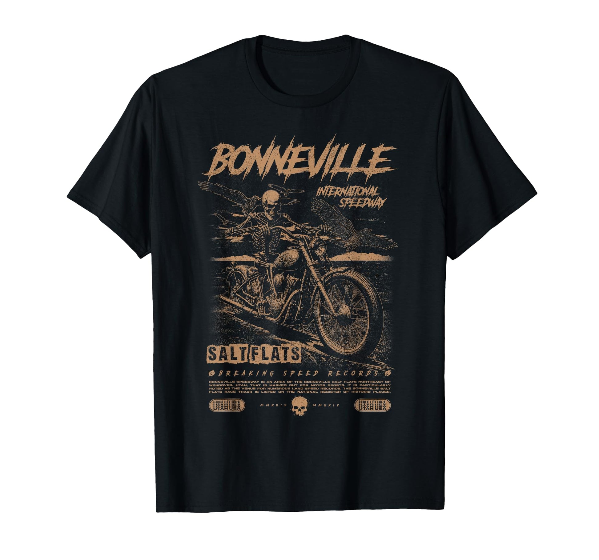 Bonneville Salt Flats Motorcycle T-Shirt - Custom Art Print for Adults - T-Shirt, Sweatshirt, Hoodie