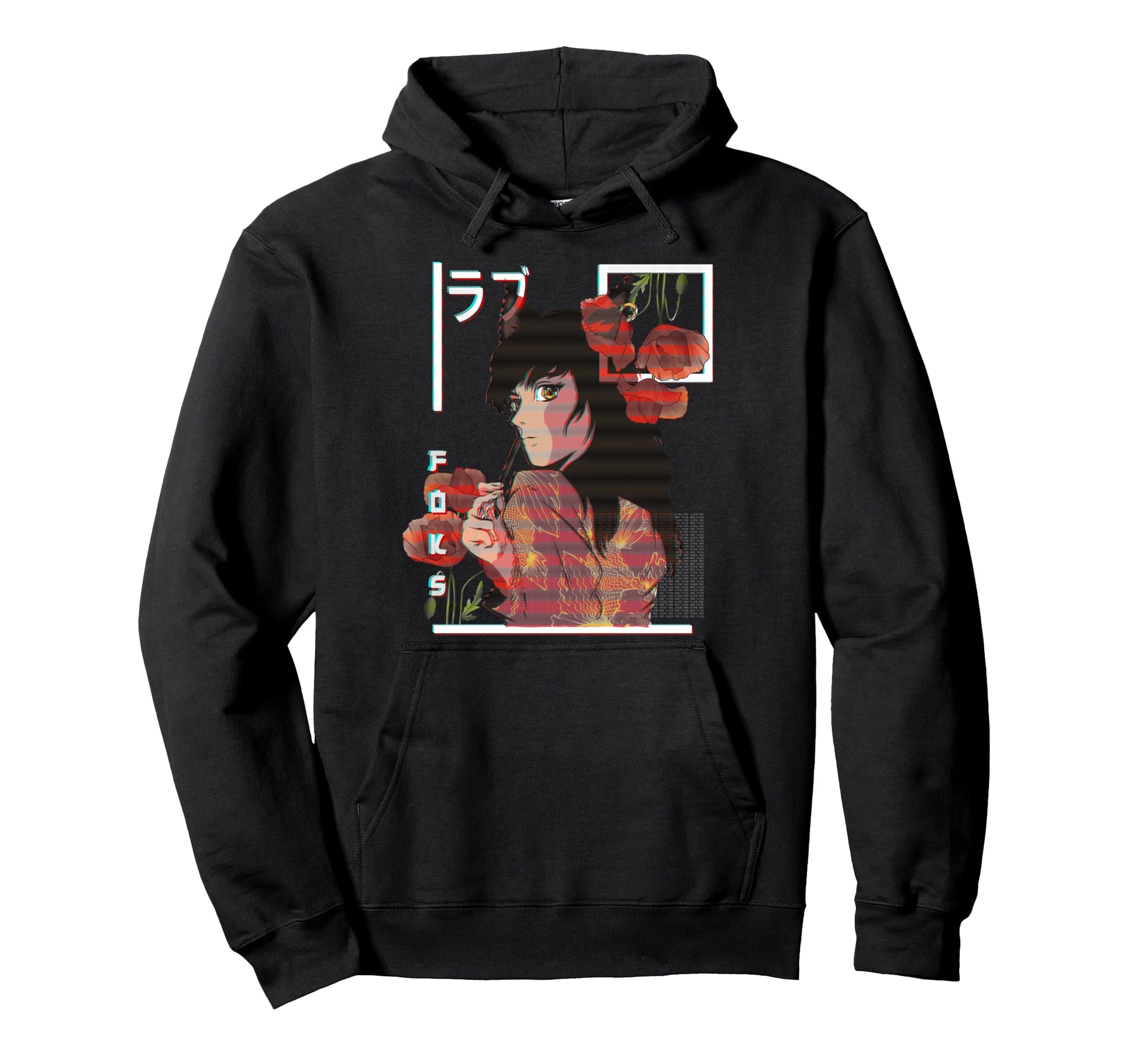 Anime Rgb Glitch Japanese Aesthetic Hoodie - Novelty Apparel for Adults - T-Shirt, Sweatshirt, Hoodie
