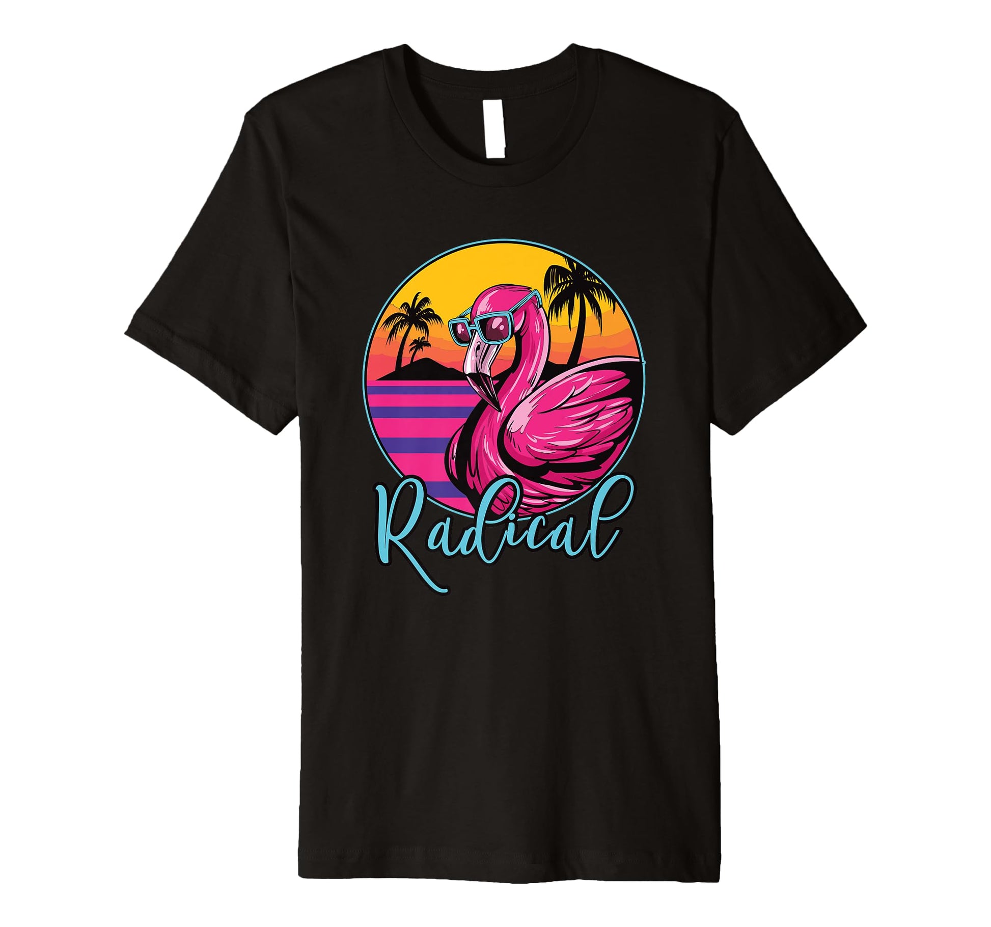 Radical Flamingo 80S Throwback T-Shirt - Custom Art Print Men Women - T-Shirt, Sweatshirt, Hoodie