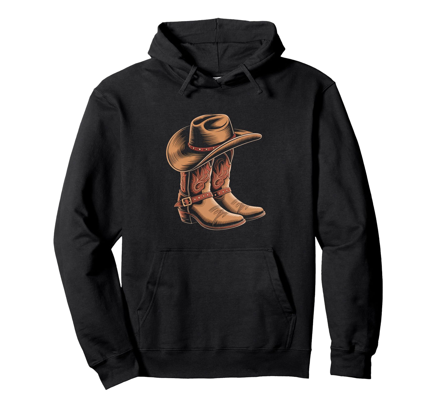 Cowboy Boots Western Country Cowgirl Brown Hoodie - Graphic Print Unisex - T-Shirt, Sweatshirt, Hoodie